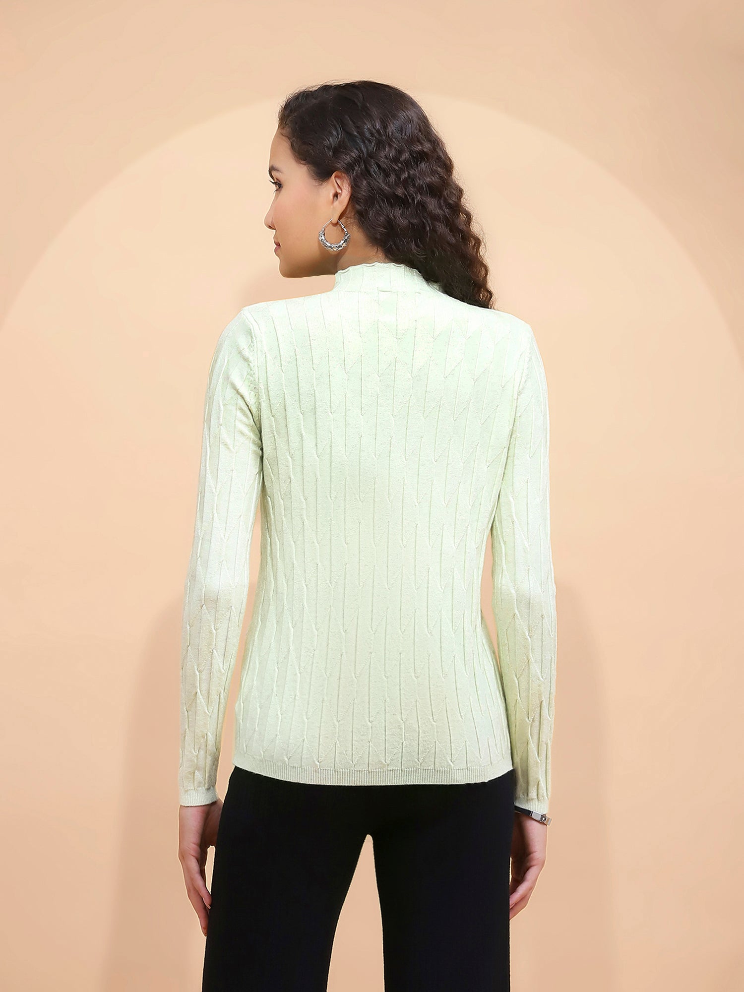 Solid Poly Viscos High Neck Skivvy Pullover