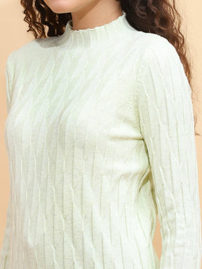 Solid Poly Viscos High Neck Skivvy Pullover