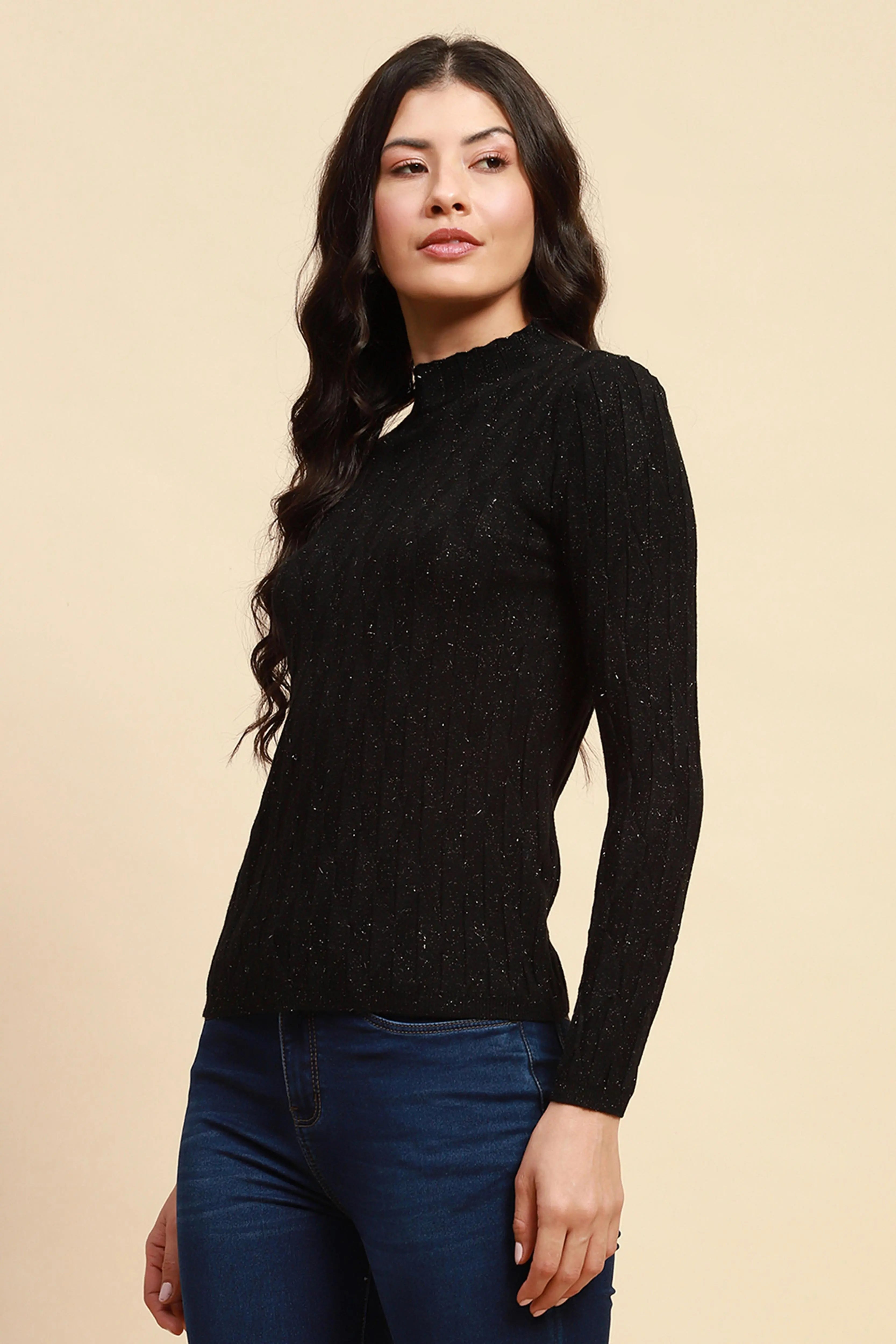 Black Slim Fit Skivvy Pullover - Global Republic