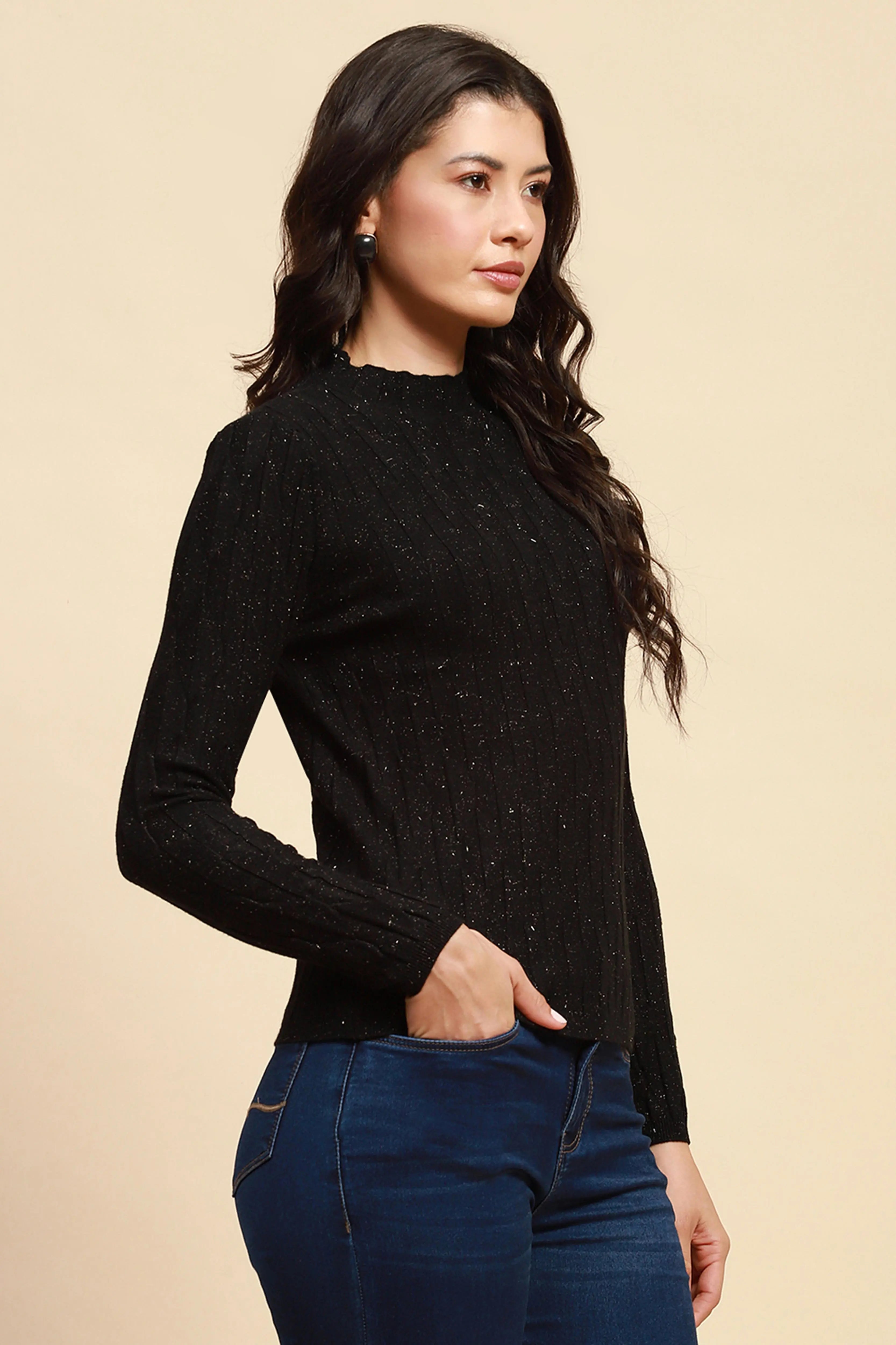 Black Slim Fit Skivvy Pullover - Global Republic