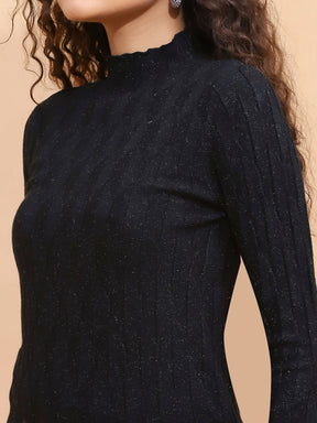 Solid Poly Viscos High Neck Skivvy Pullover