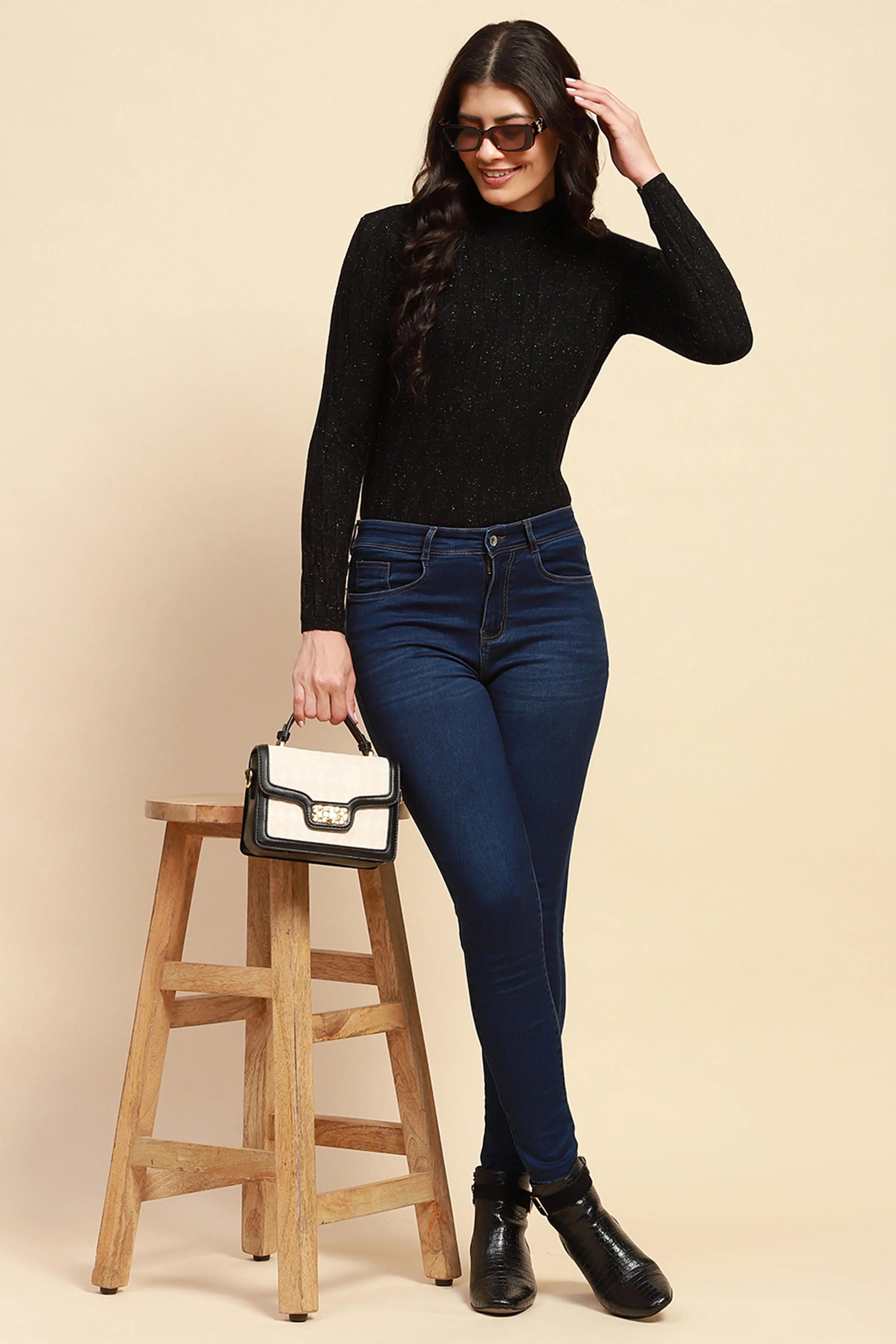 Black Slim Fit Skivvy Pullover - Global Republic