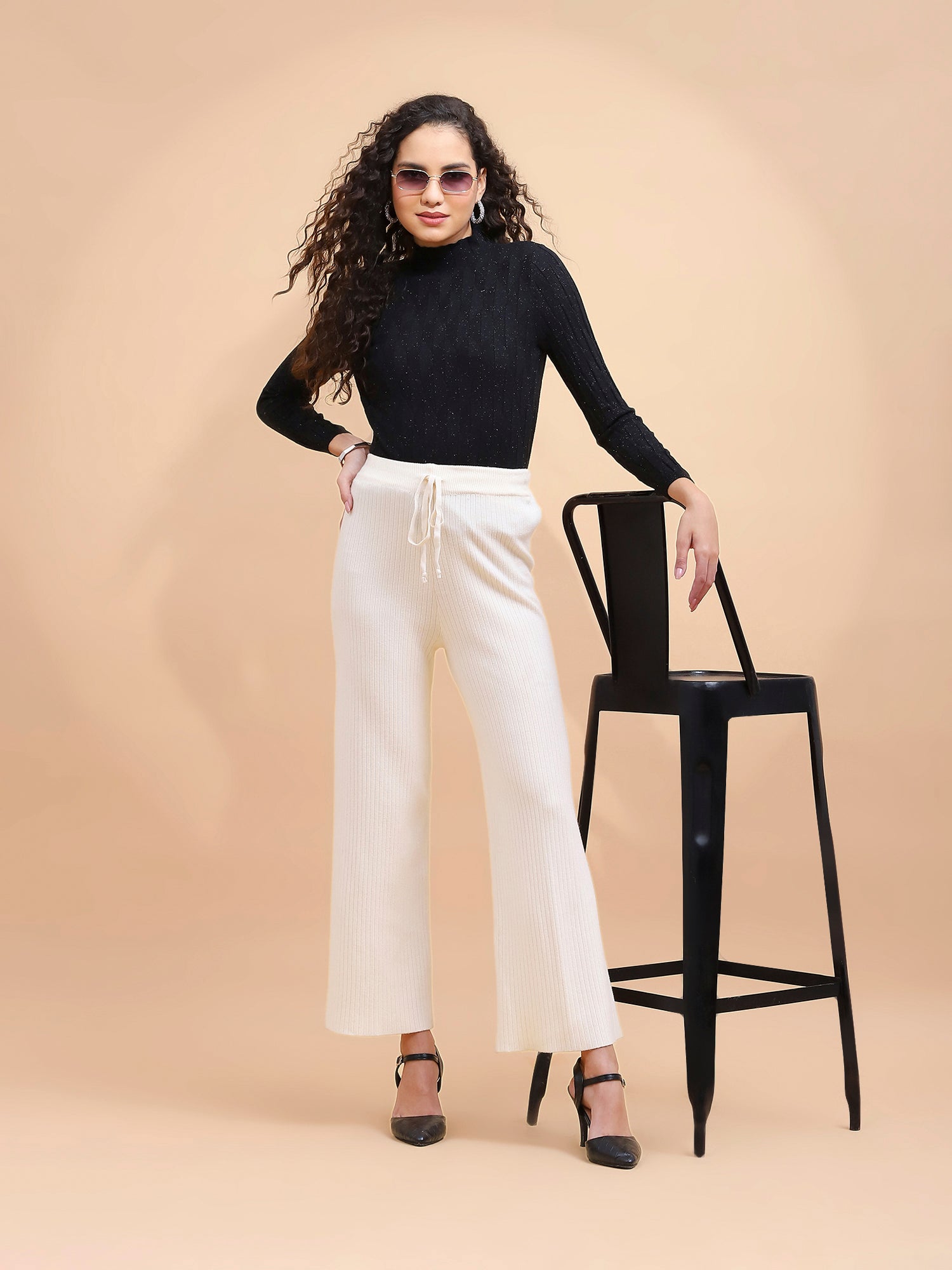 Solid Poly Viscos High Neck Skivvy Pullover