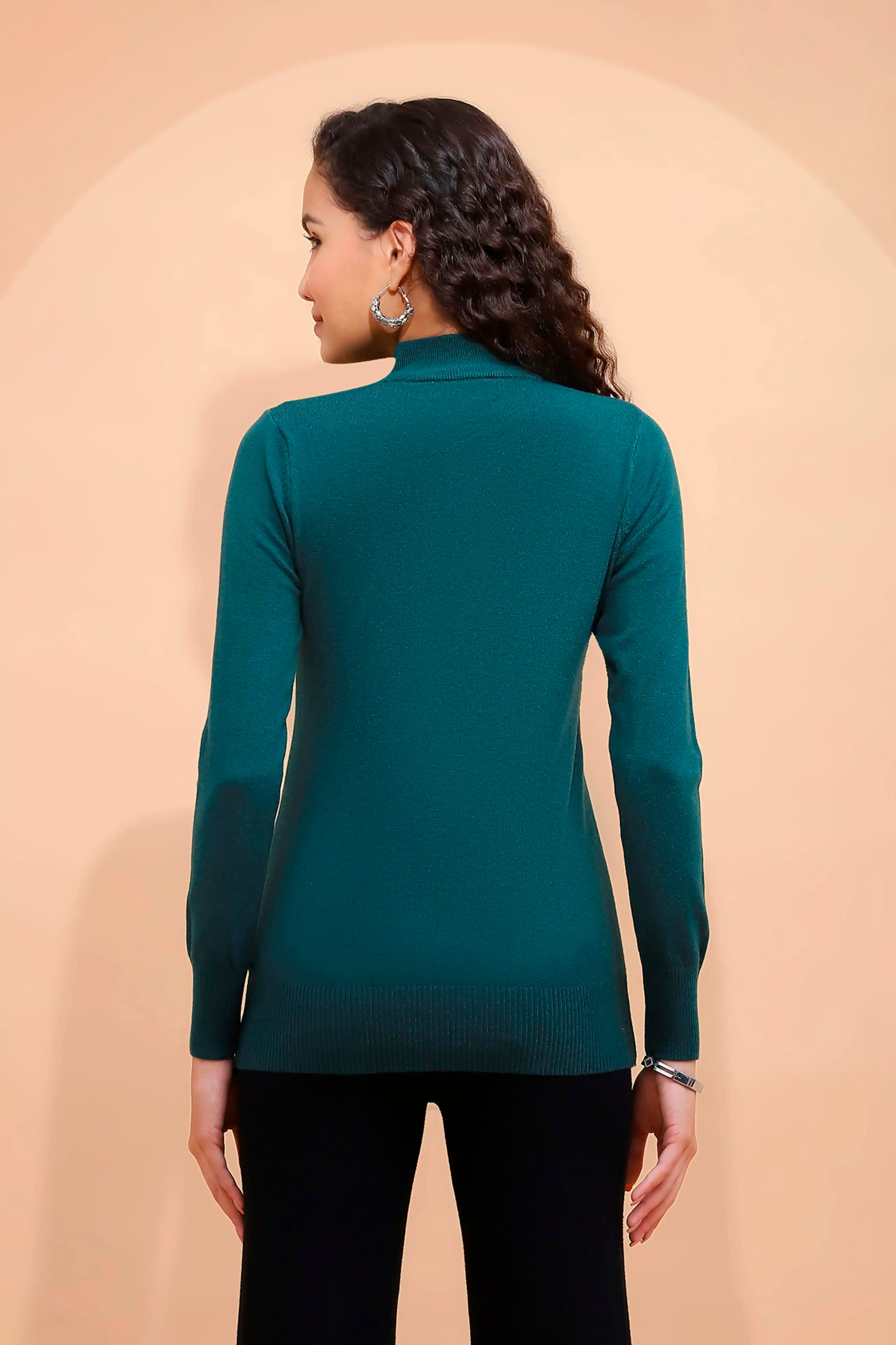 Bottle Green Turtle Neck Skivvy Top - Global Republic