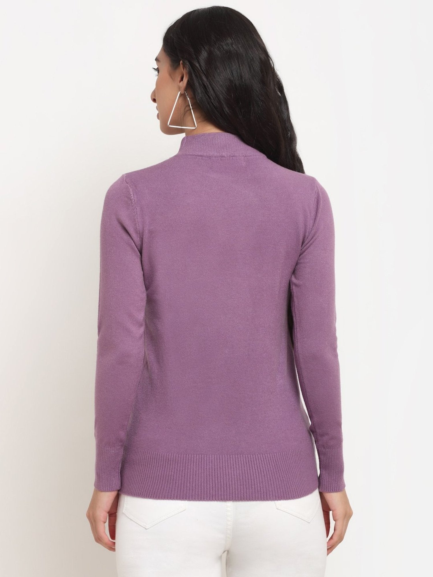 Women Purple Turtle Neck Snug Fit Skivvy - Global Republic