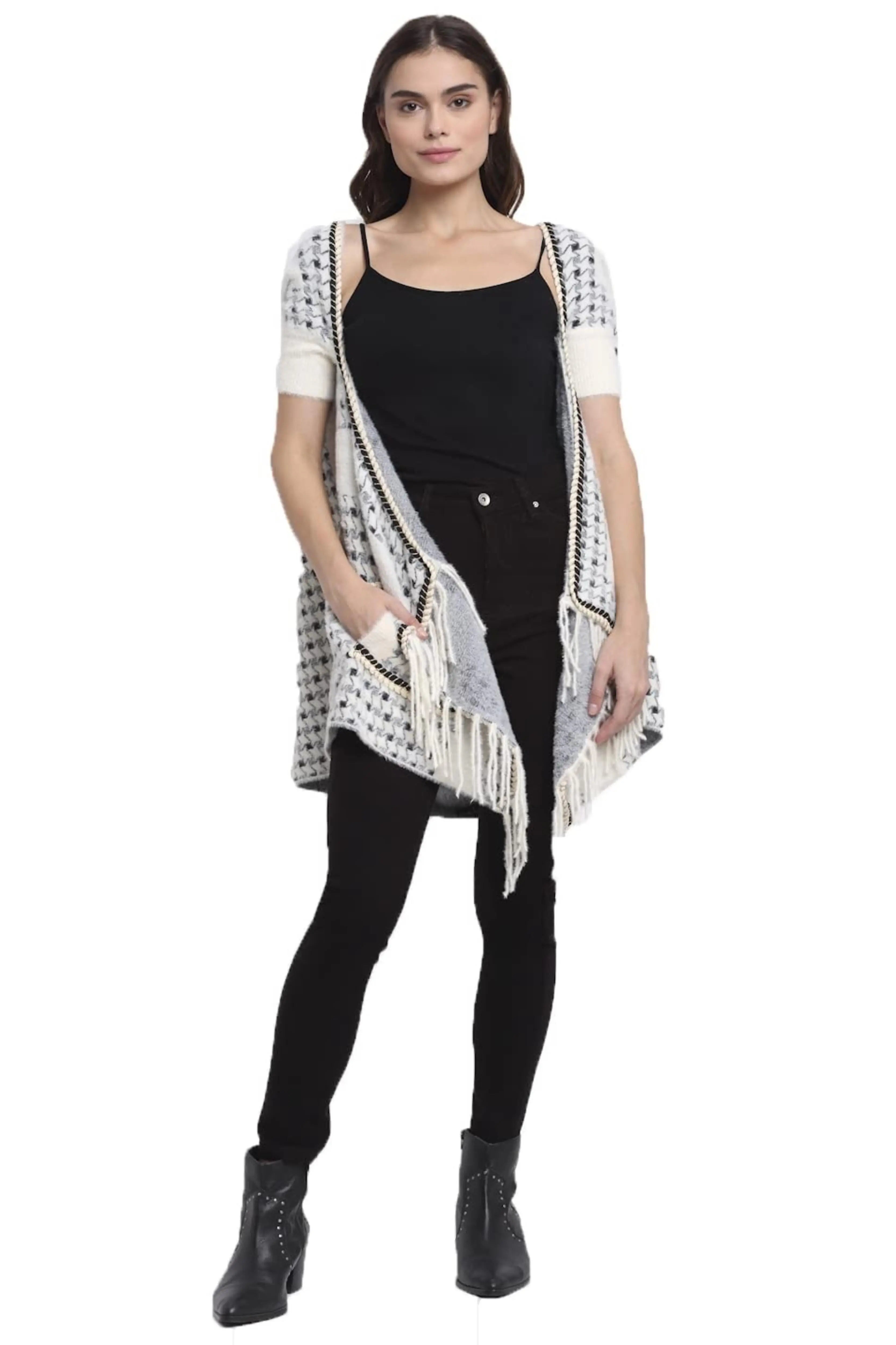 Black & White Knitted Shrug - Global Republic