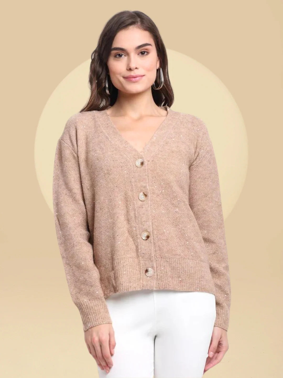 Brown Knitted Losse Fit Cardigan