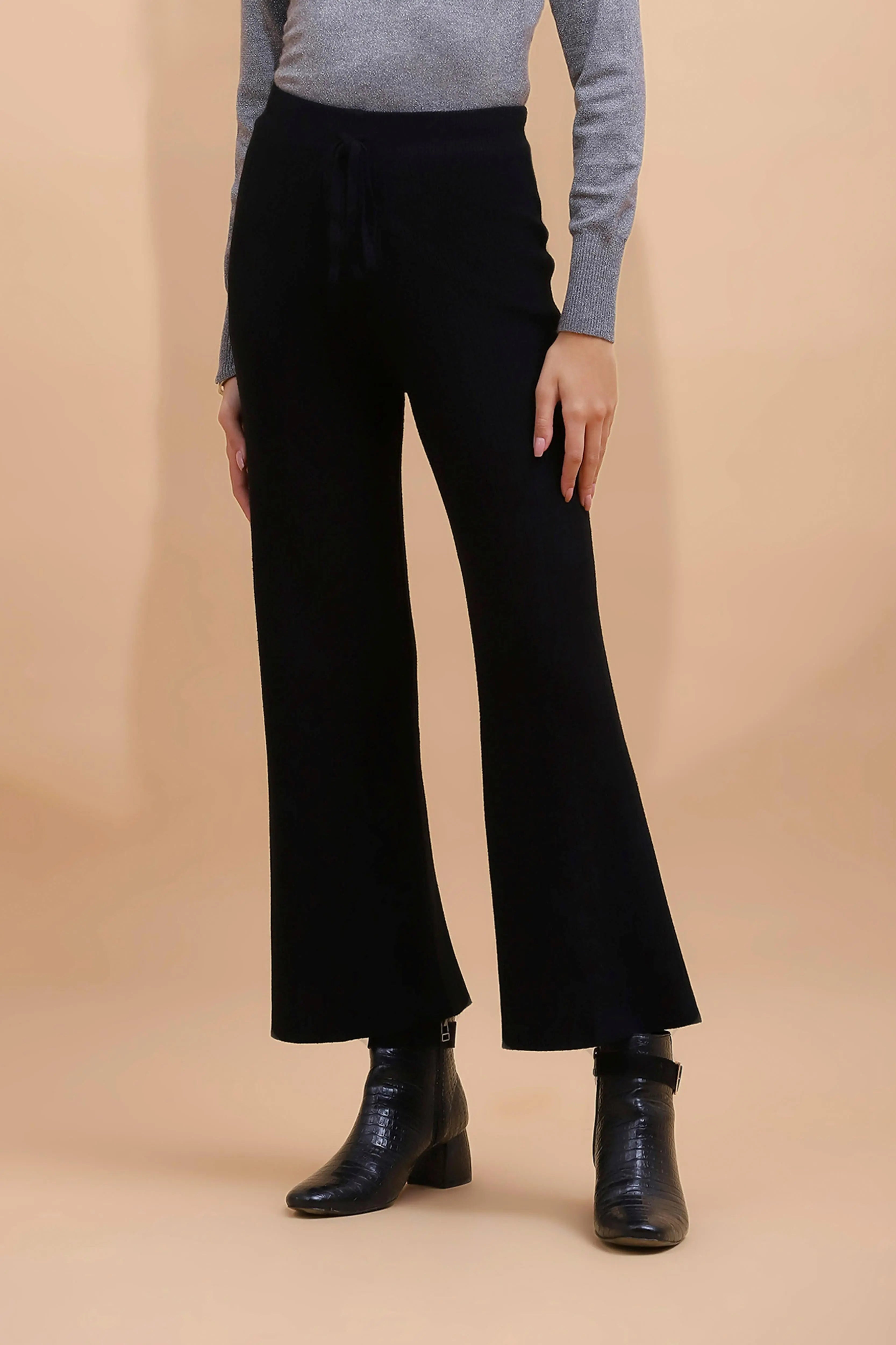 Black Viscose Blend Solid Lower - Global Republic