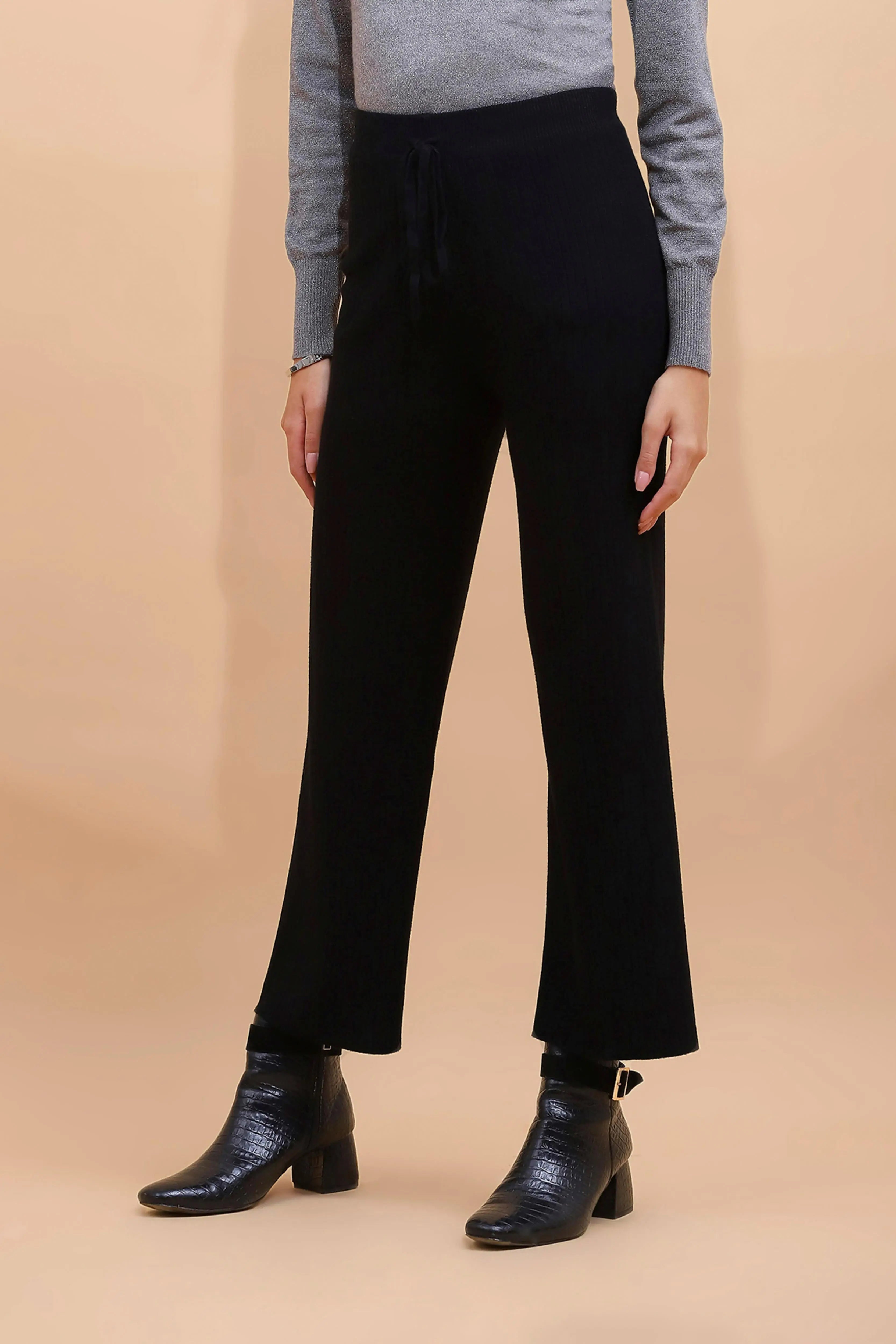 Black Viscose Blend Solid Lower - Global Republic
