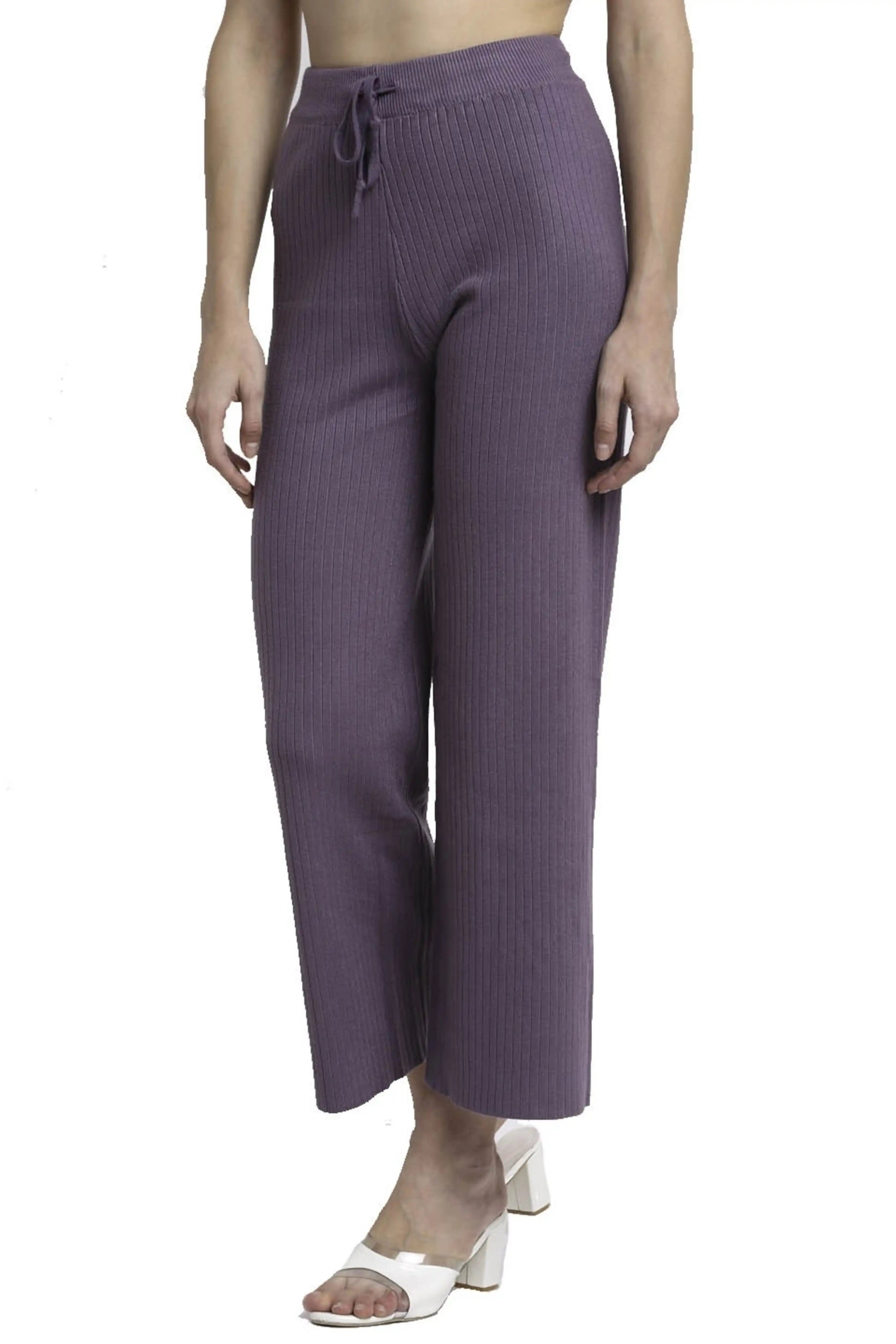 Purple Viscose Knitted Winter Lower