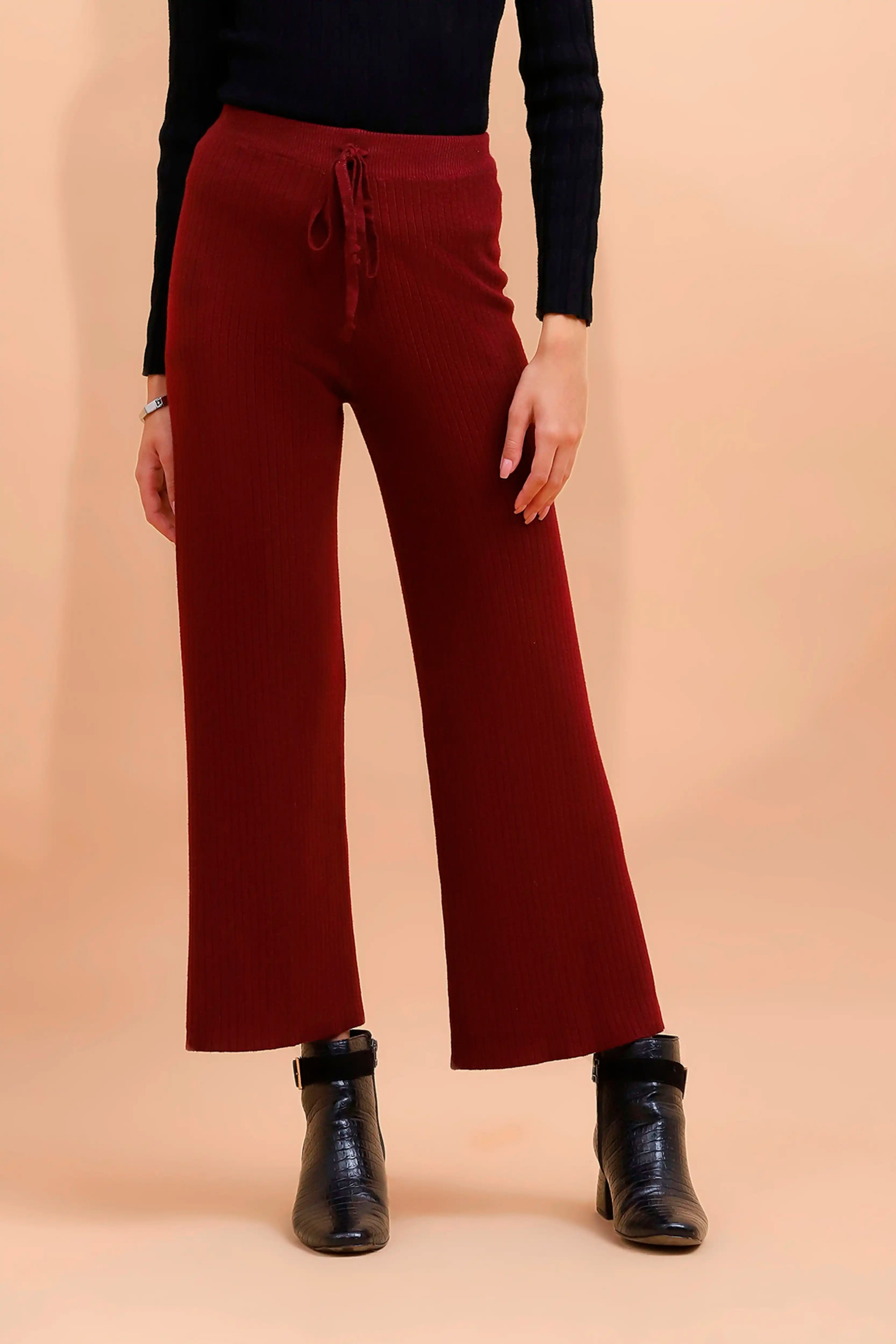 Wine Viscose Blend Solid Lower