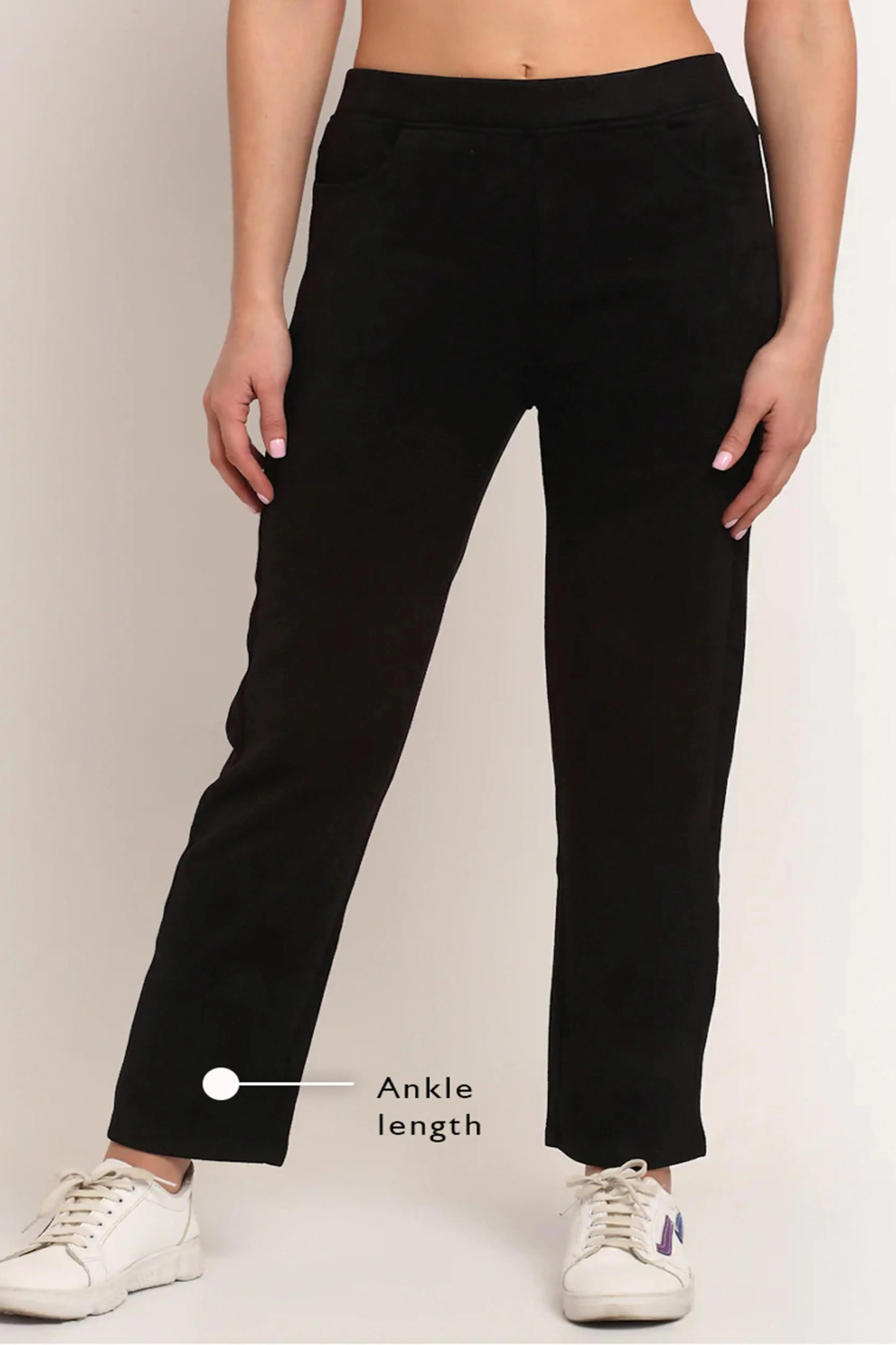 Black Straight Fit Suede Jegging - Global Republic
