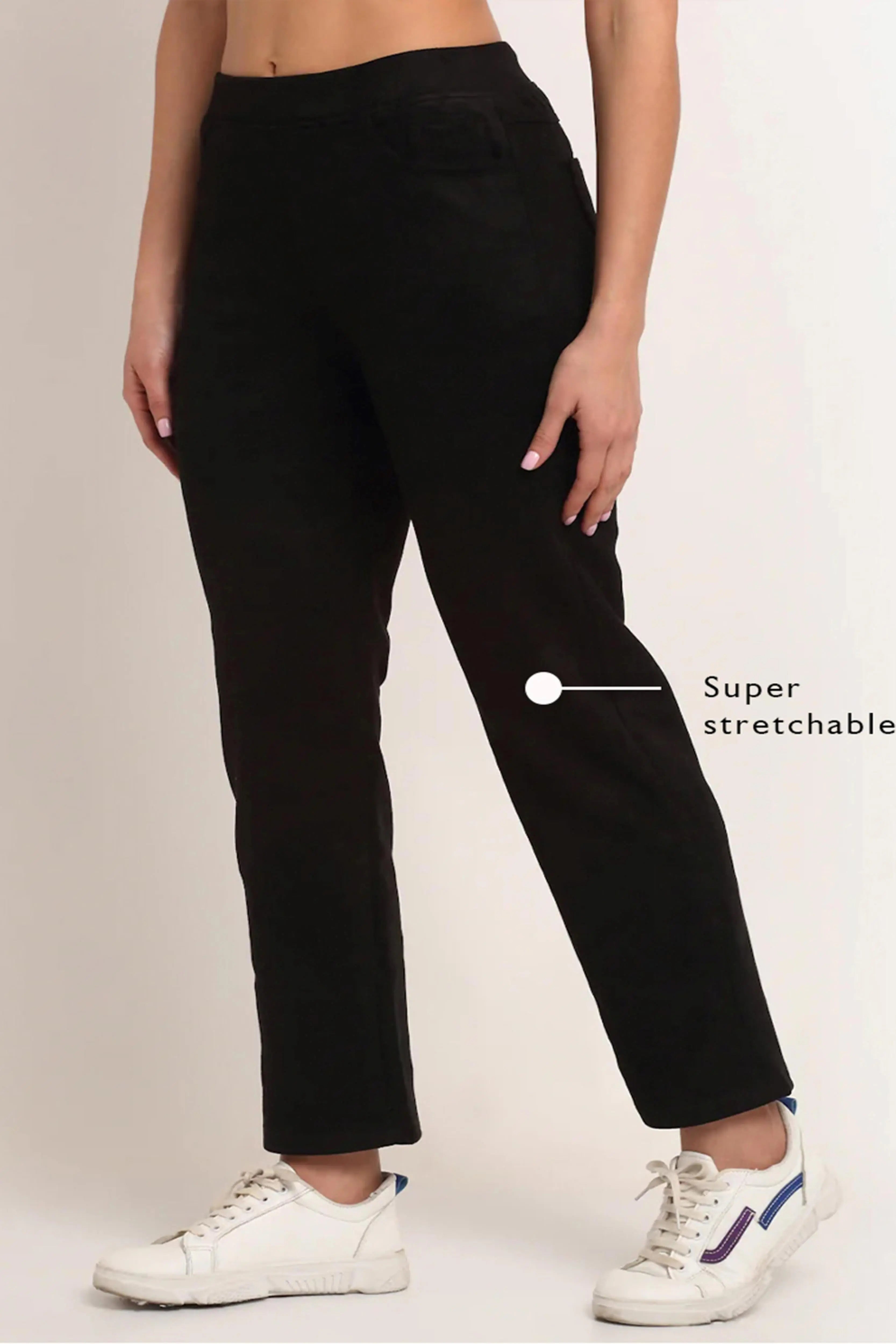 Black Straight Fit Suede Jegging - Global Republic
