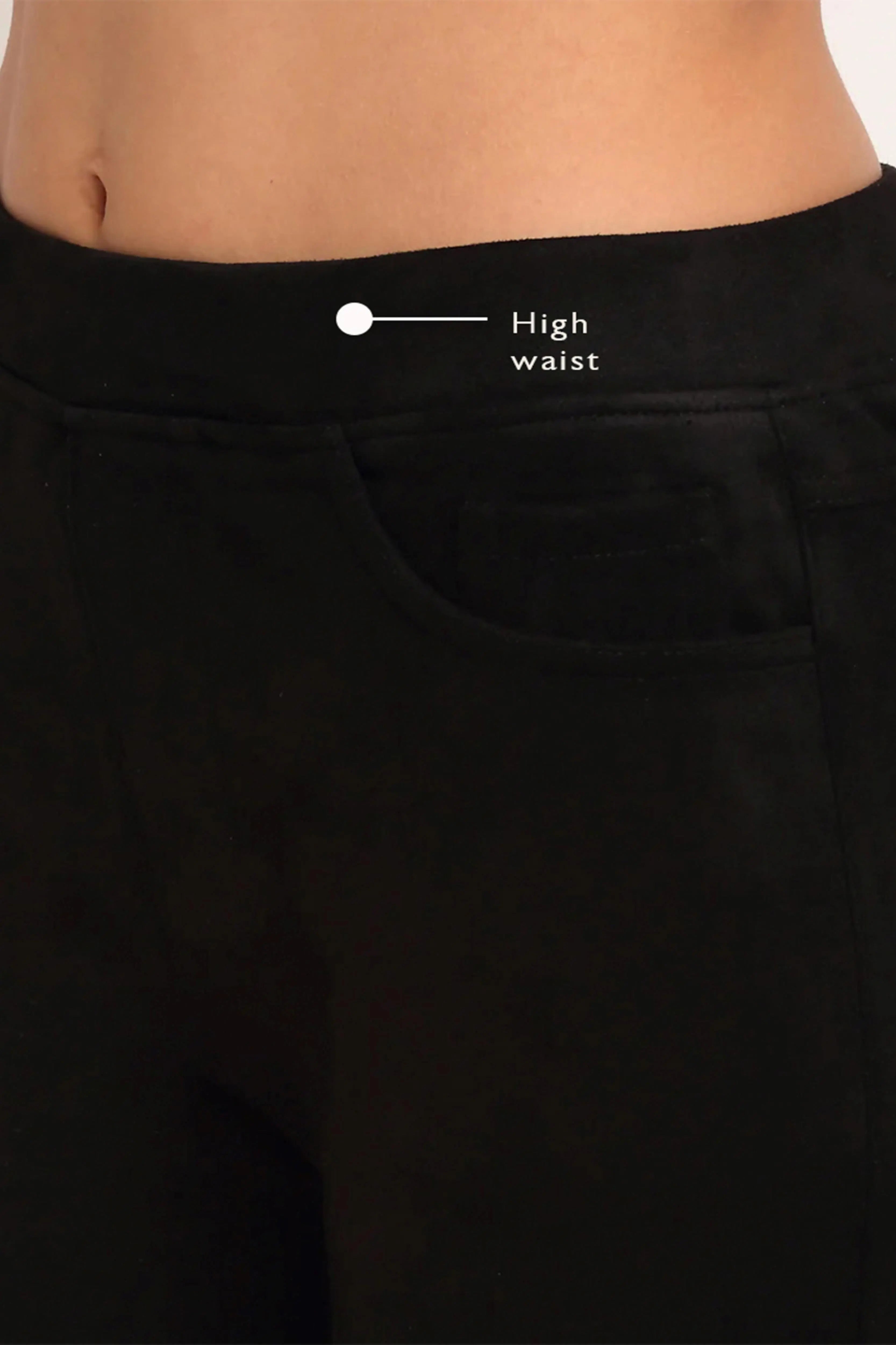 Black Straight Fit Suede Jegging - Global Republic