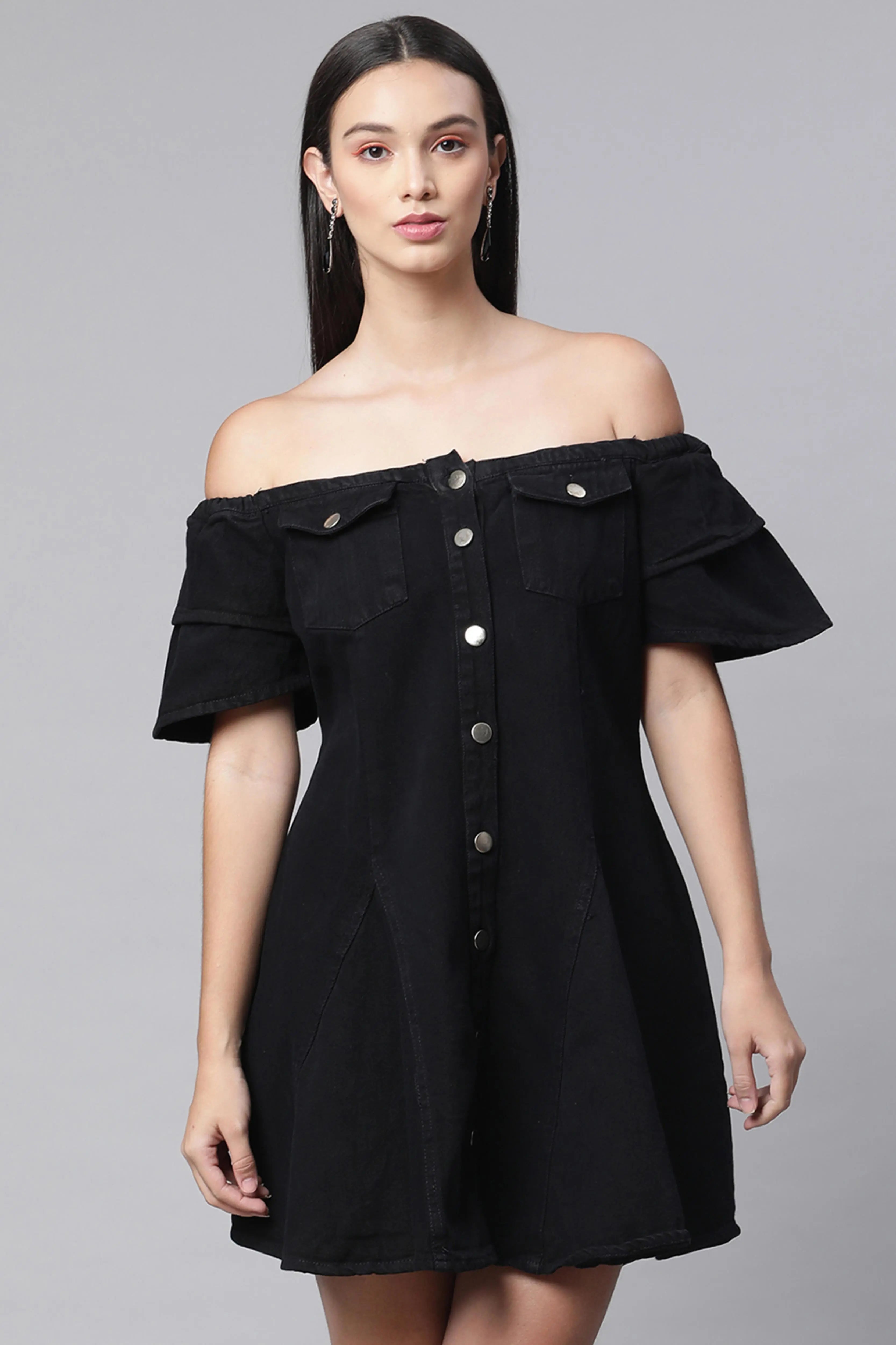 Women Dark Blue Denim Dress - Global Republic