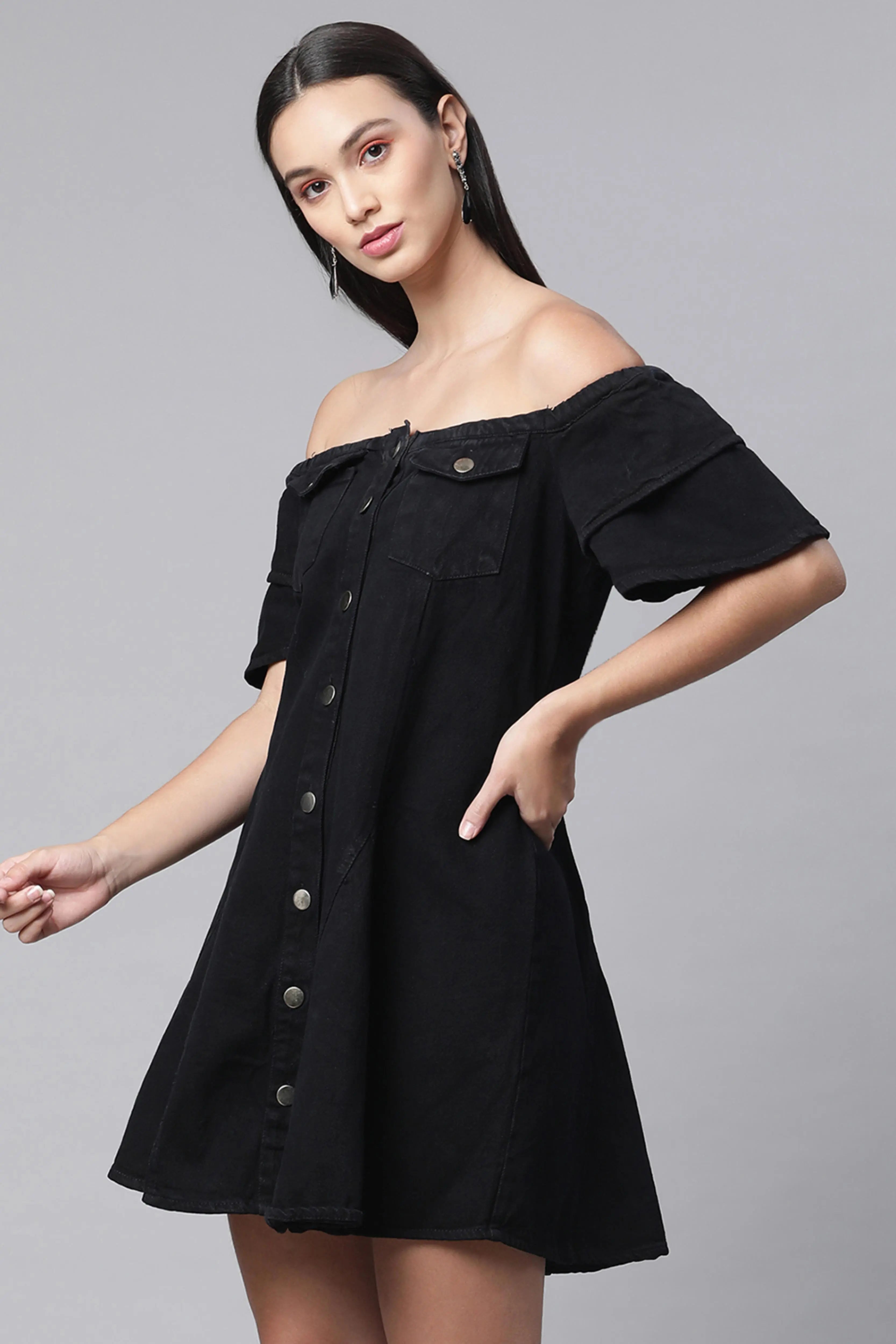 Women Dark Blue Denim Dress - Global Republic