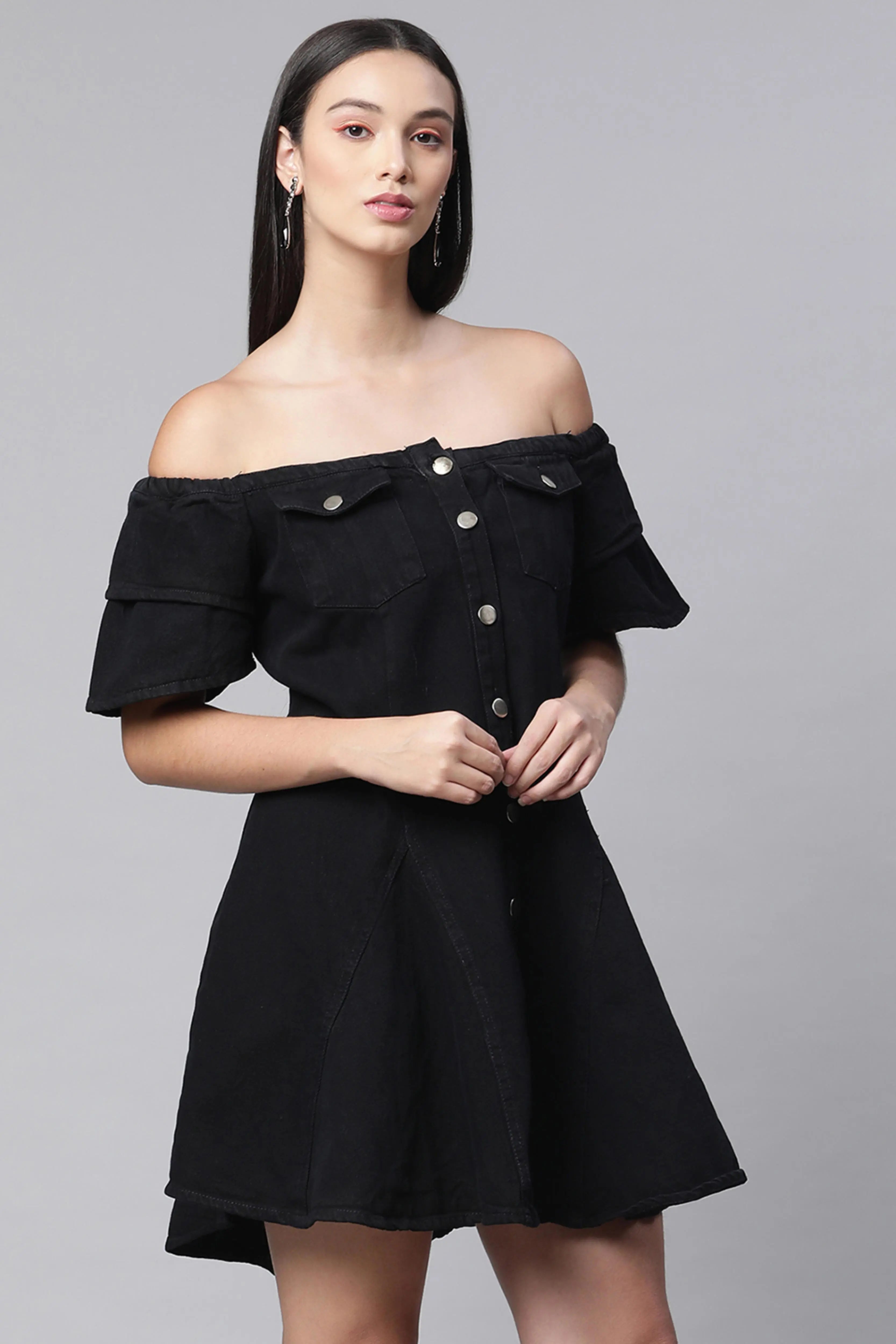 Women Dark Blue Denim Dress - Global Republic