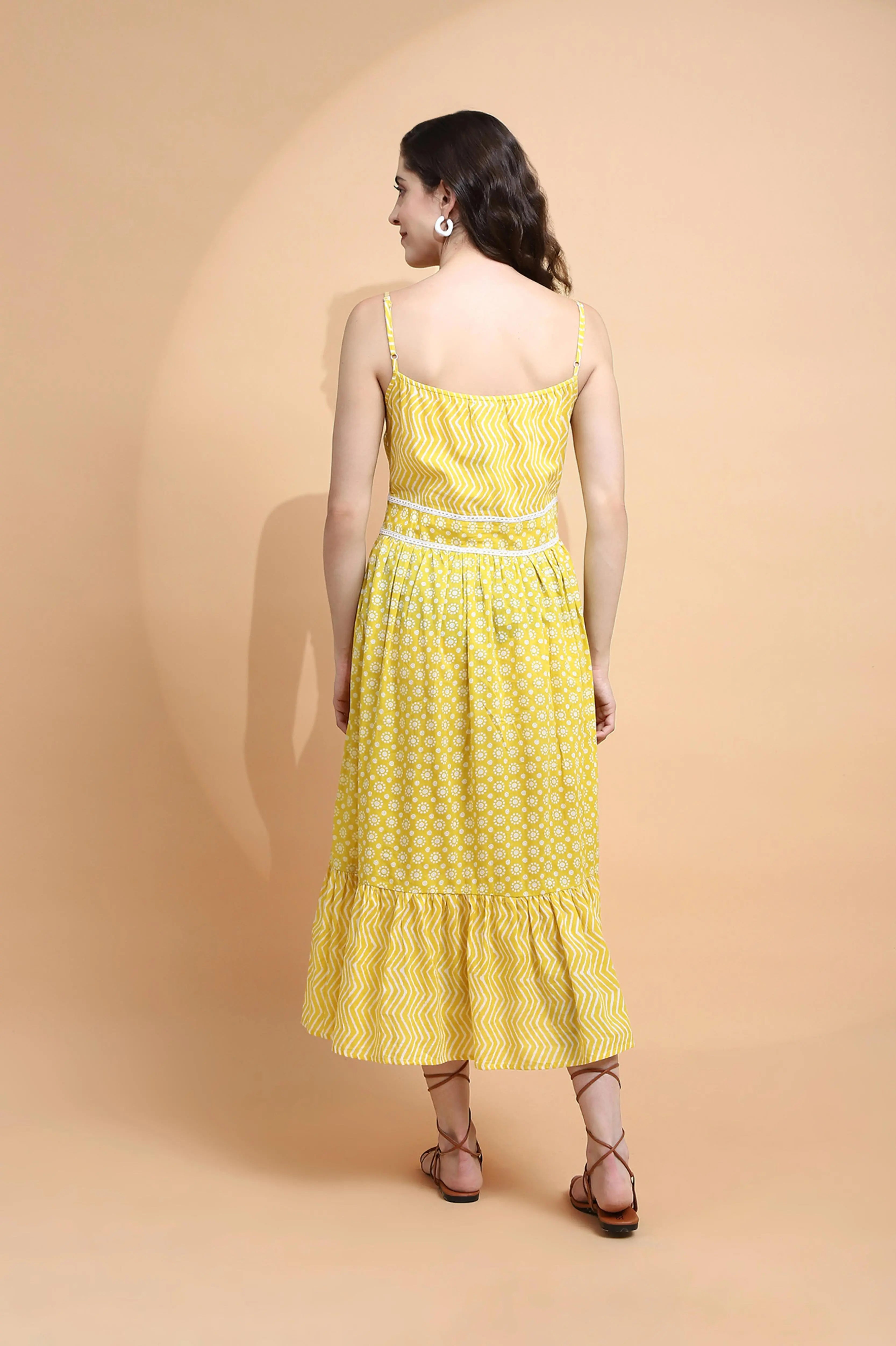 Mustard Cotton Loose Fit Dress - Global Republic