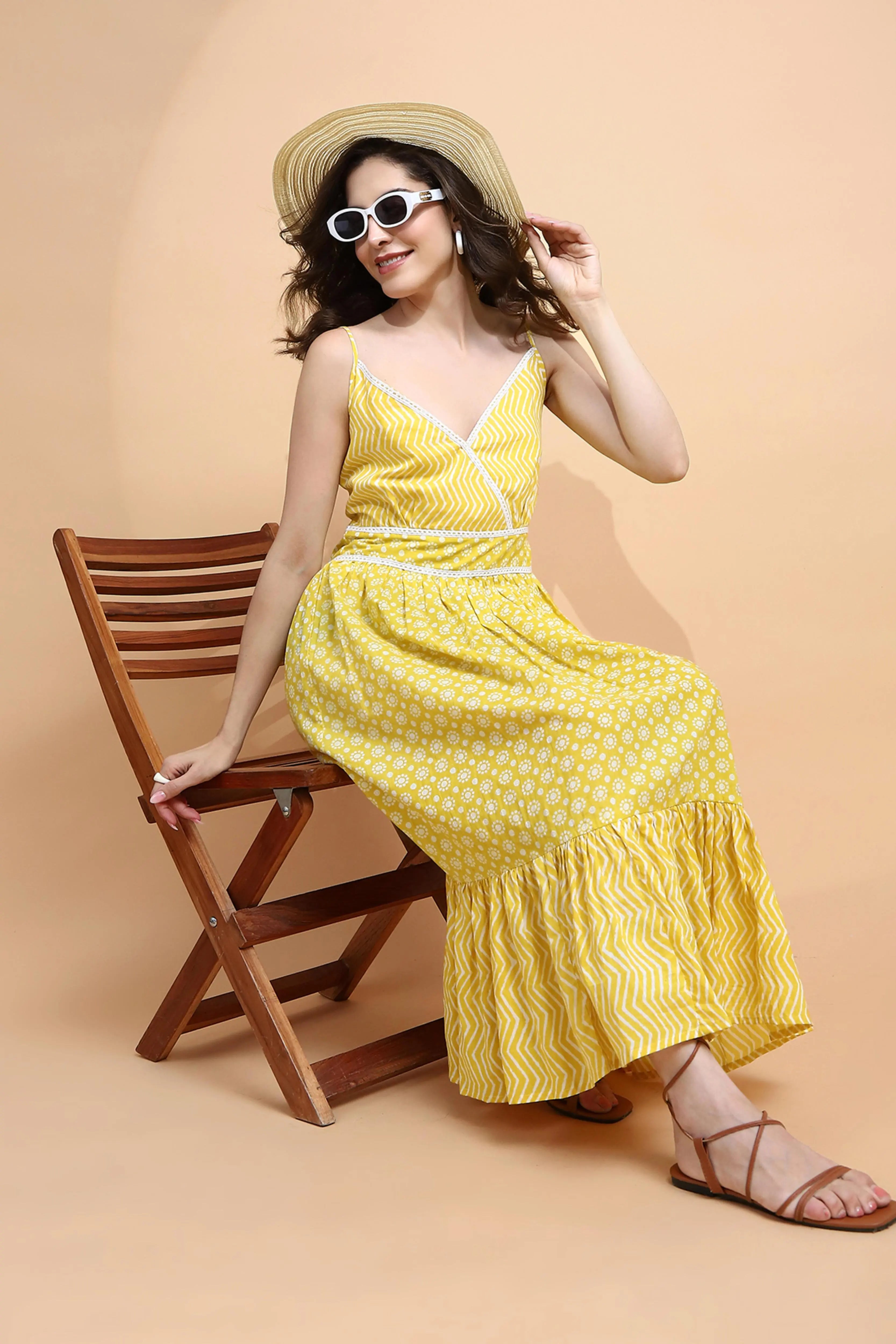 Mustard Cotton Loose Fit Dress - Global Republic