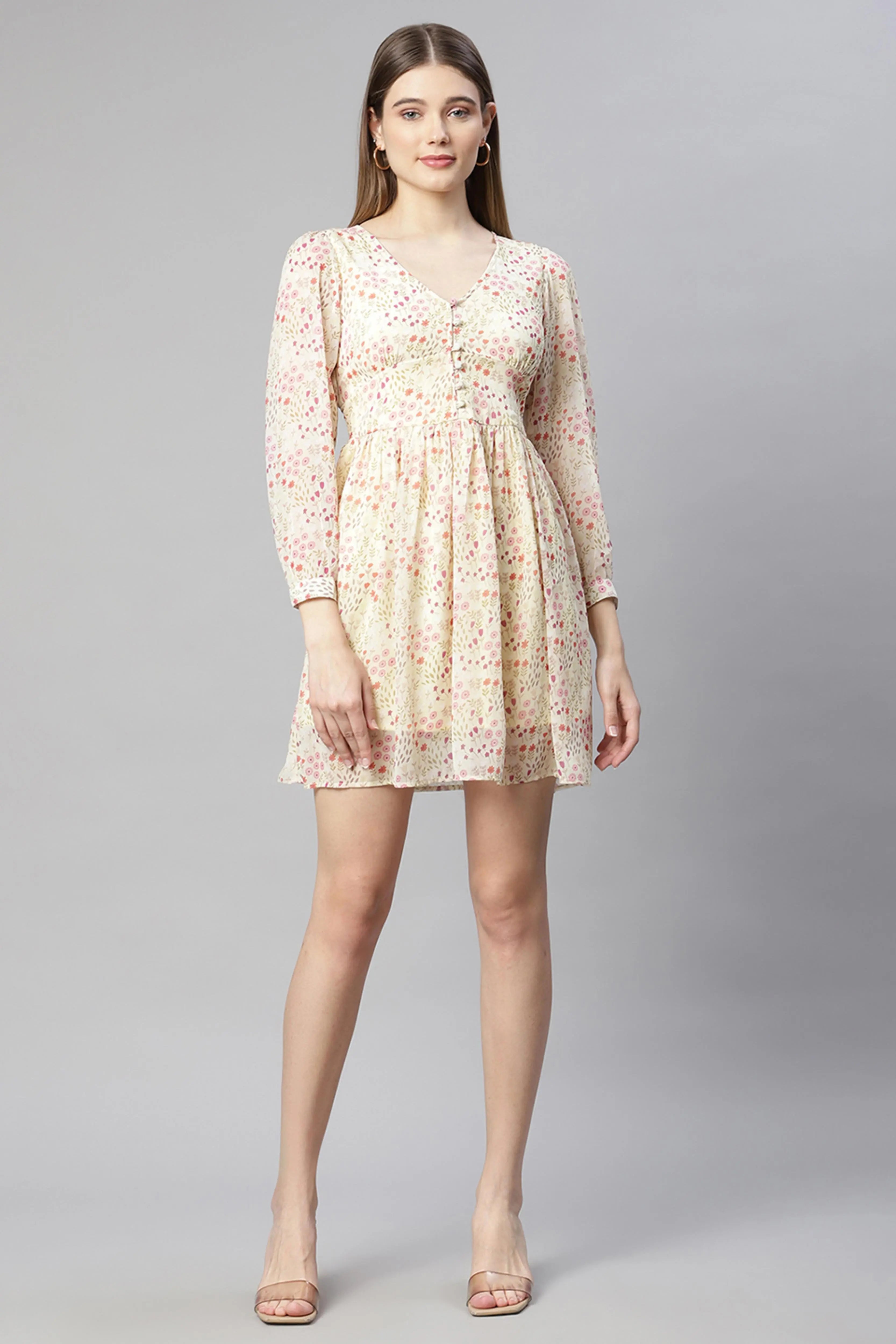 Women Pink Floral Printed Mini Dress