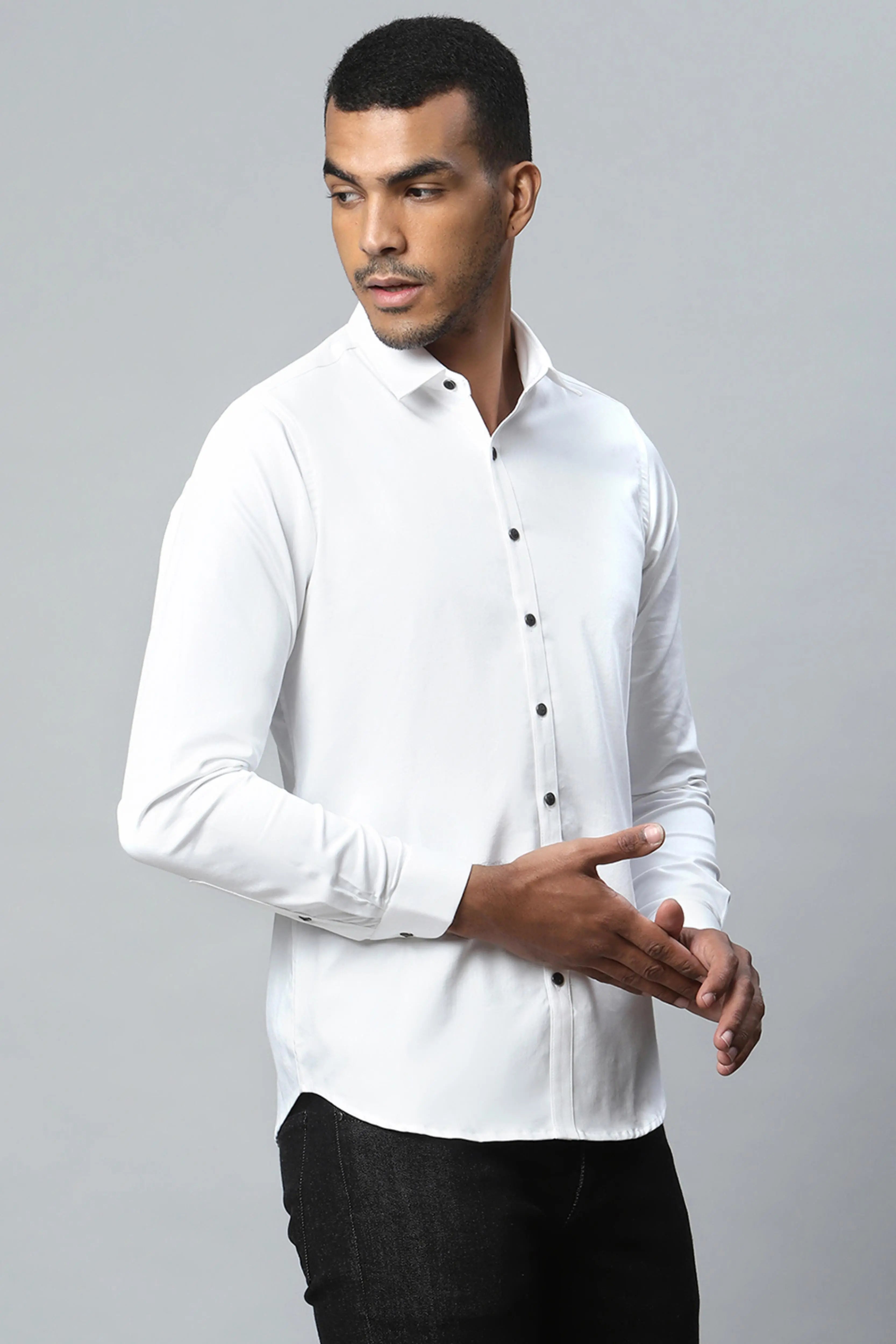 Men White Semi- Formal Shirt - Global Republic