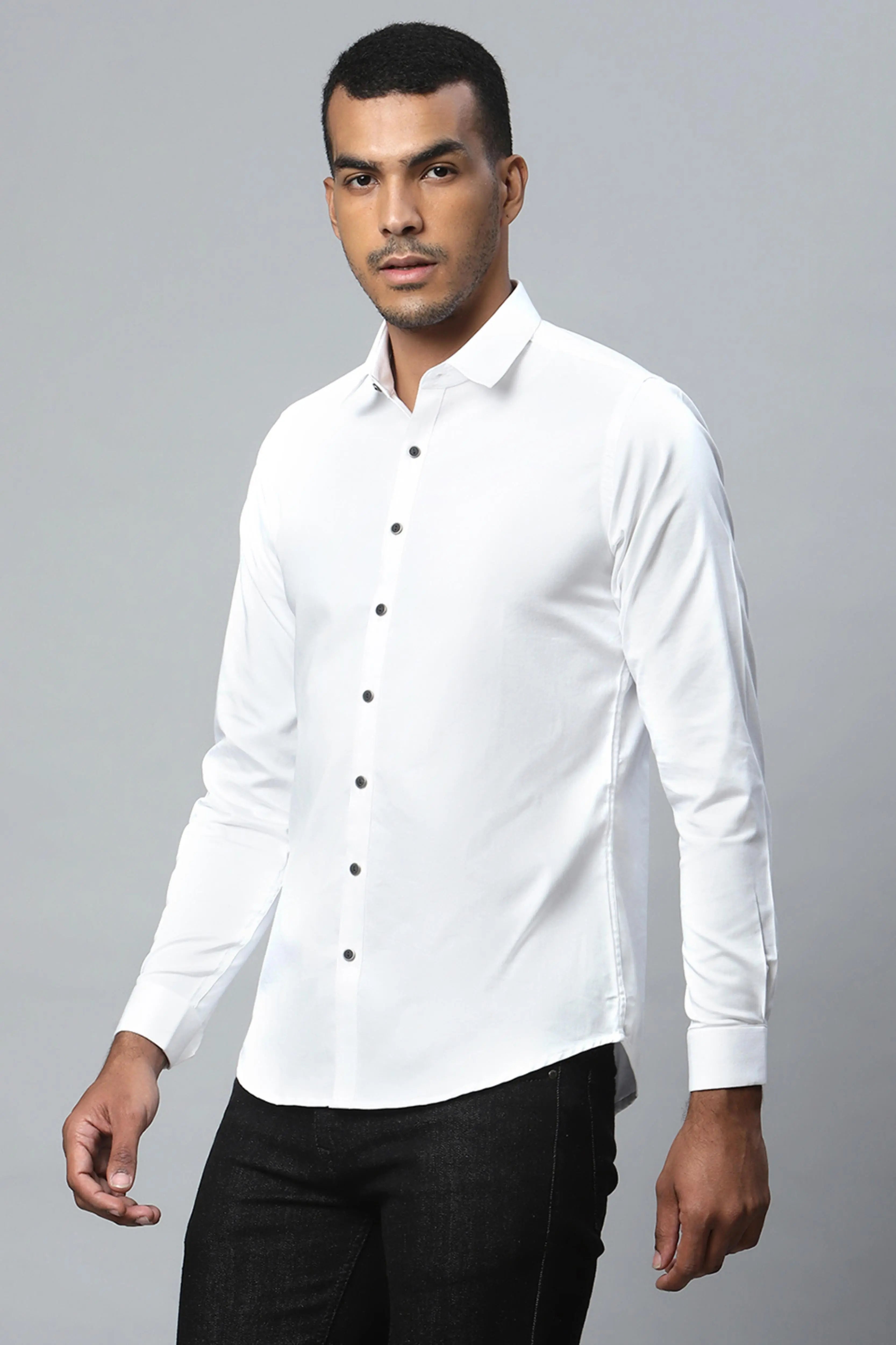 Men White Semi- Formal Shirt - Global Republic