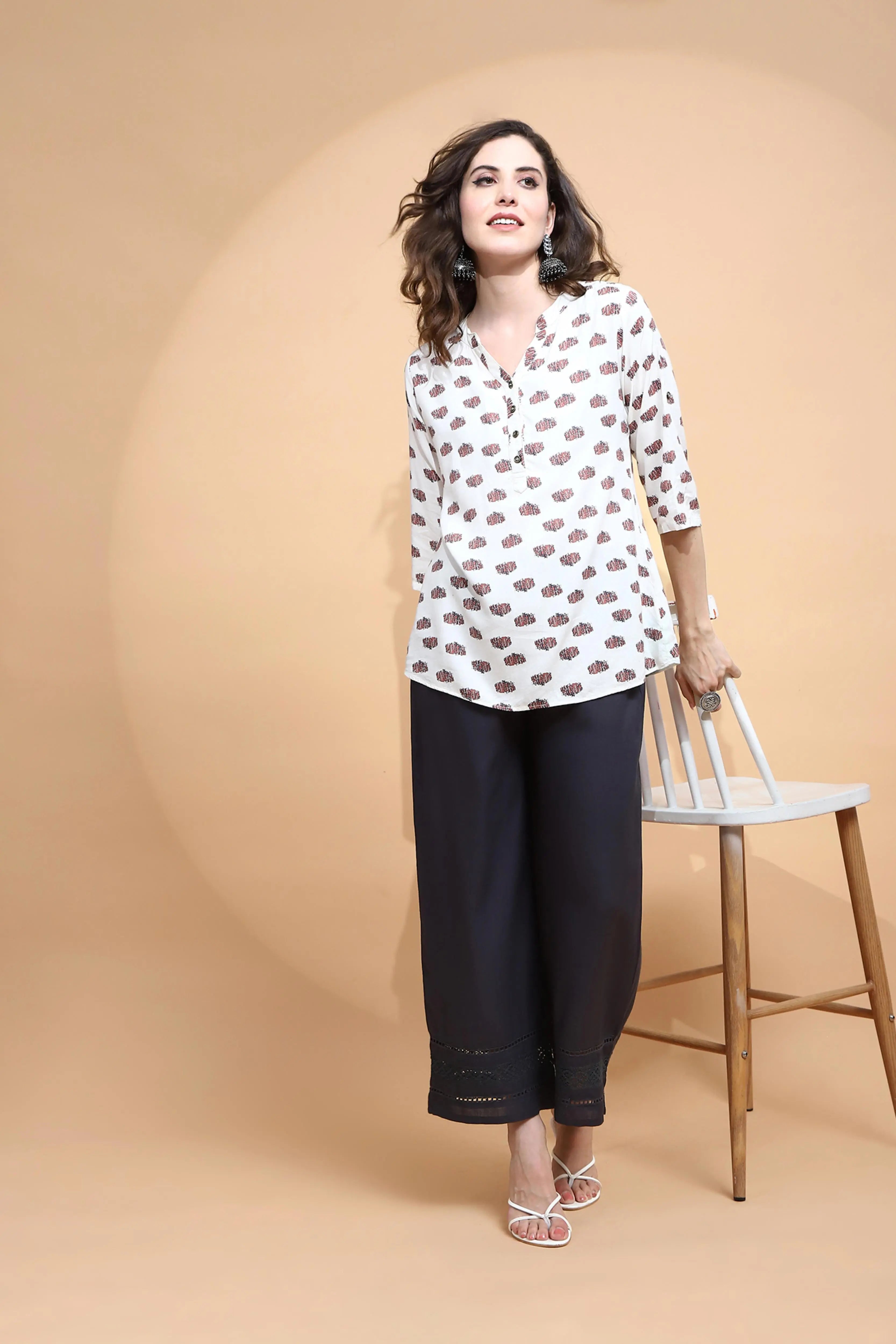 Grey Rayon Blend Loose Fit Palazzo - Global Republic