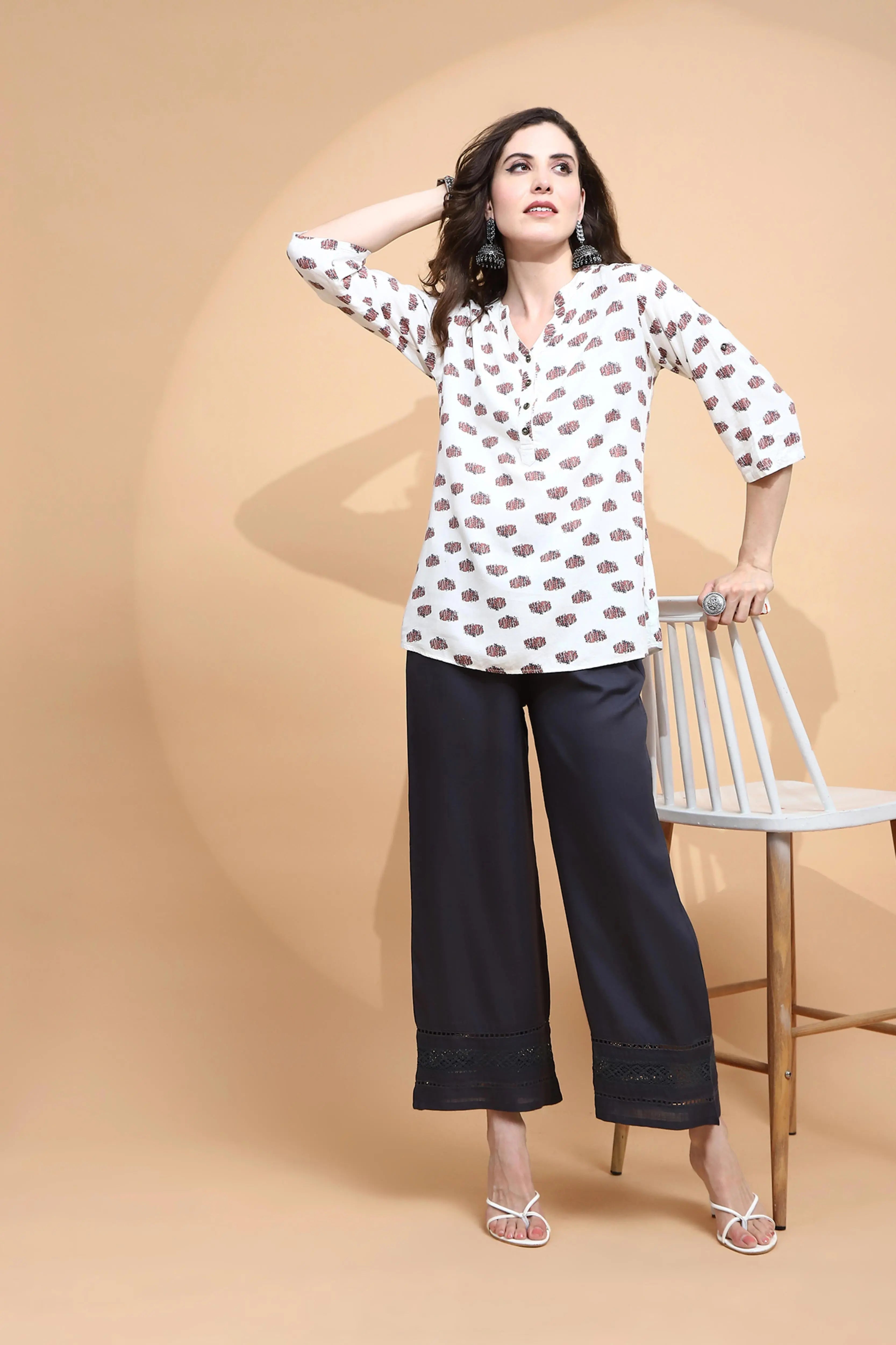 Grey Rayon Blend Loose Fit Palazzo - Global Republic