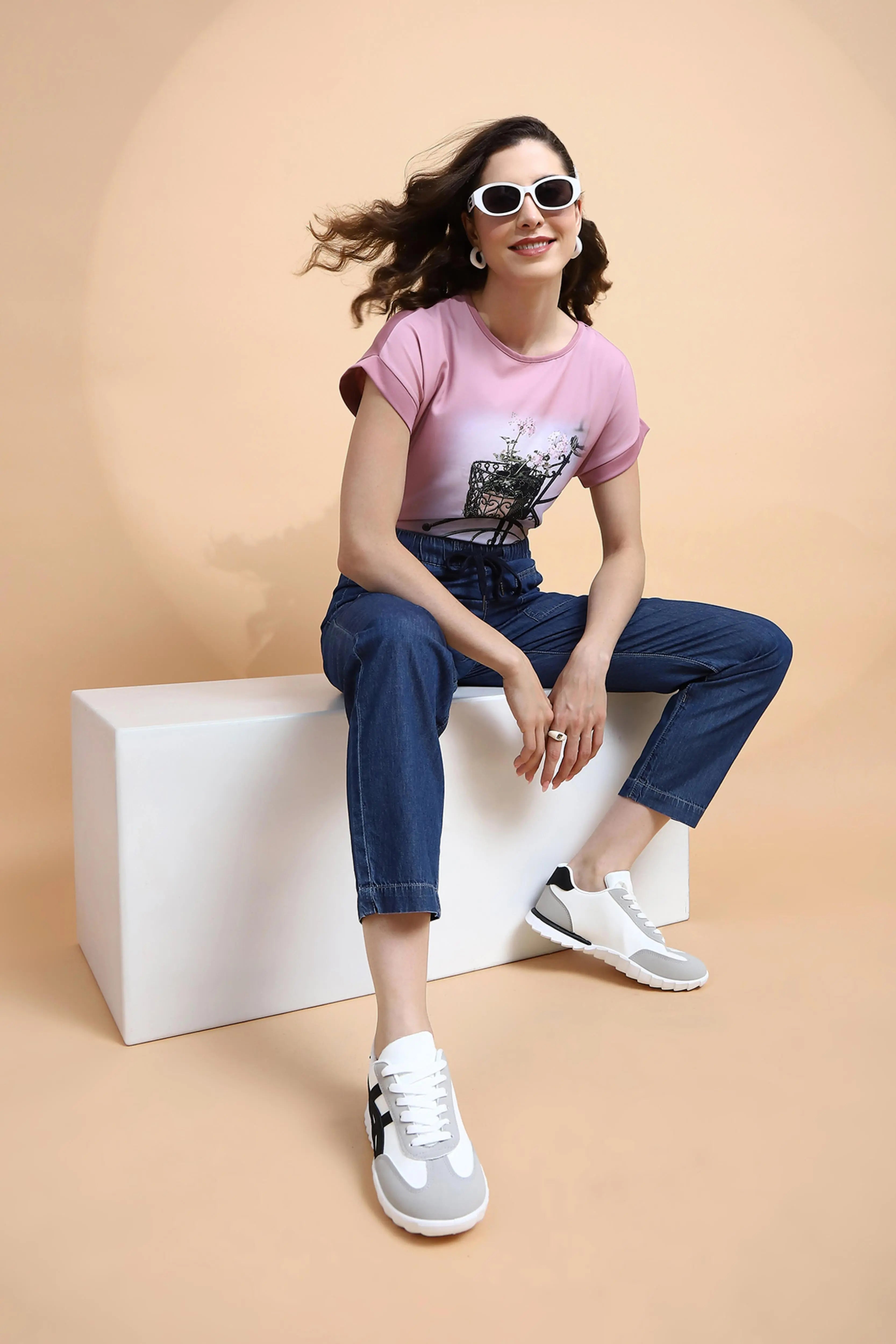 Blue Cotton Blend Loose Fit Lower - Global Republic