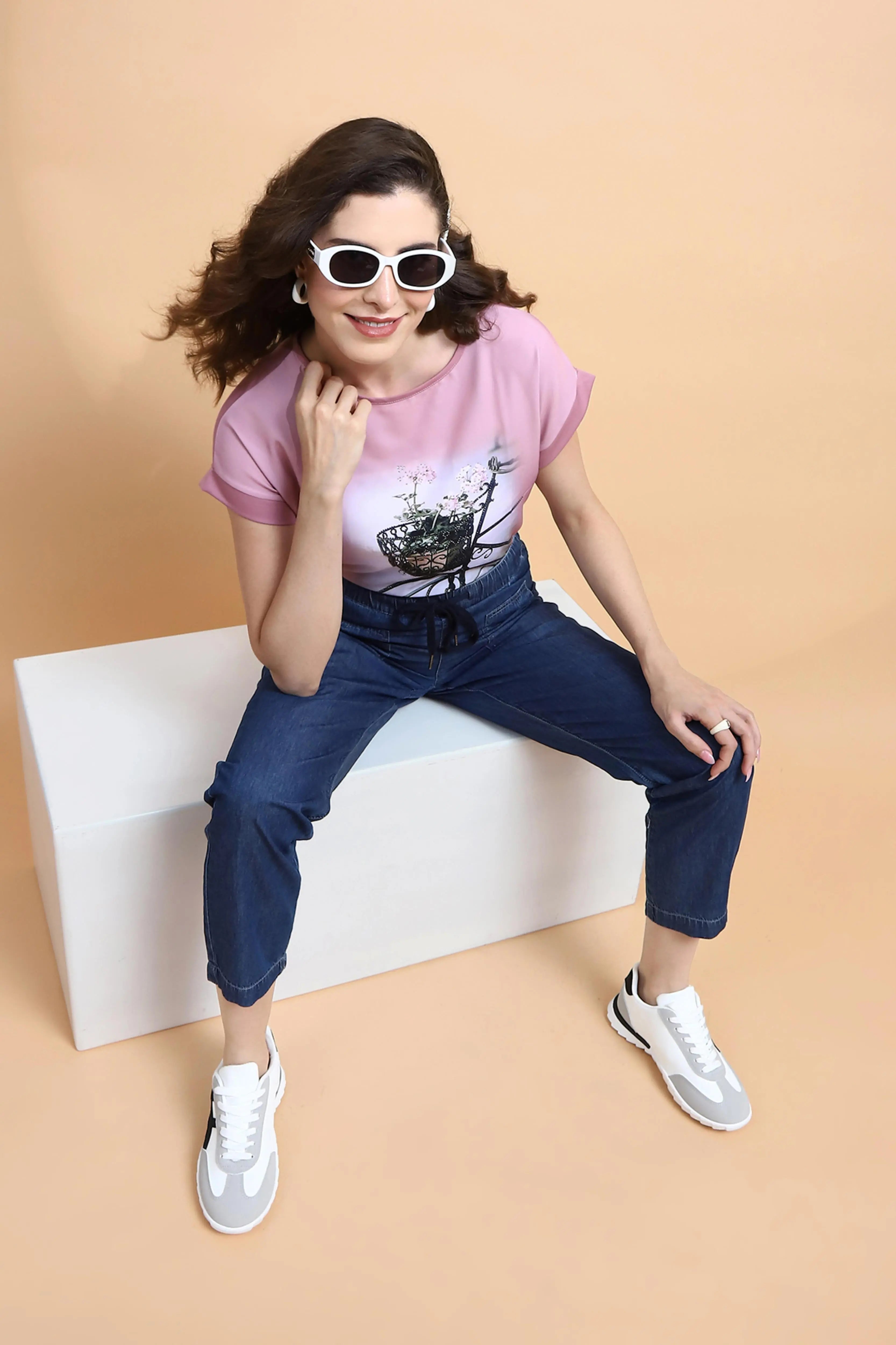 Blue Cotton Blend Loose Fit Lower - Global Republic