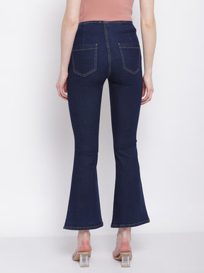 Women Black Bell Bottom Full Length Jeans