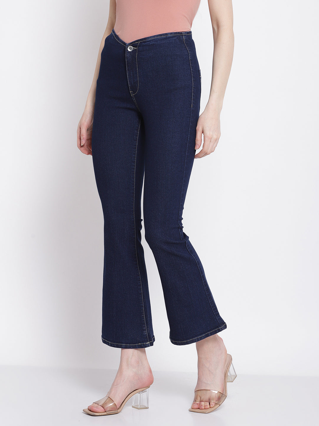 Women Black Bell Bottom Full Length Jeans