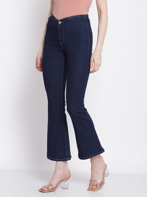 Women Black Bell Bottom Full Length Jeans