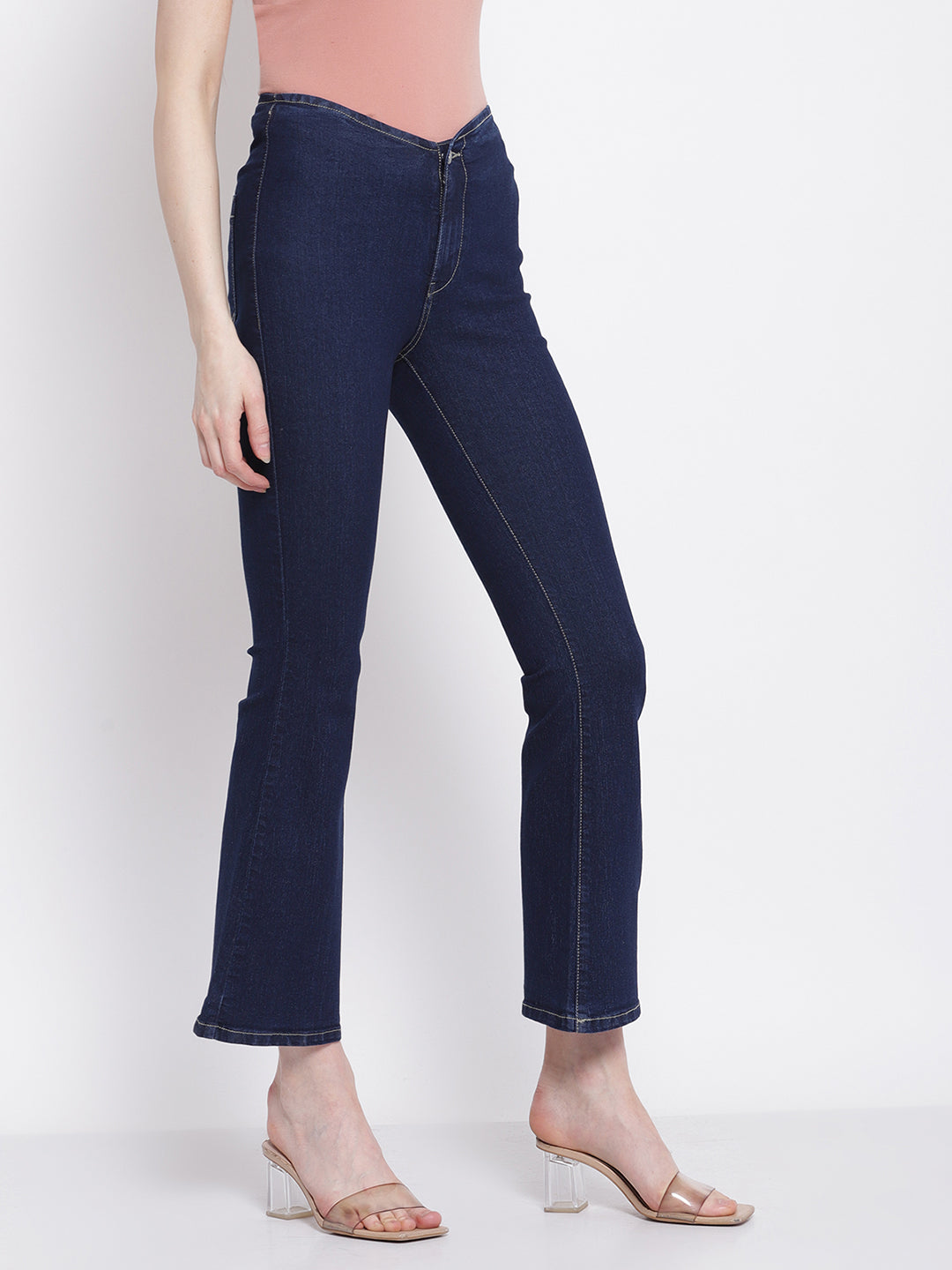 Women Black Bell Bottom Full Length Jeans