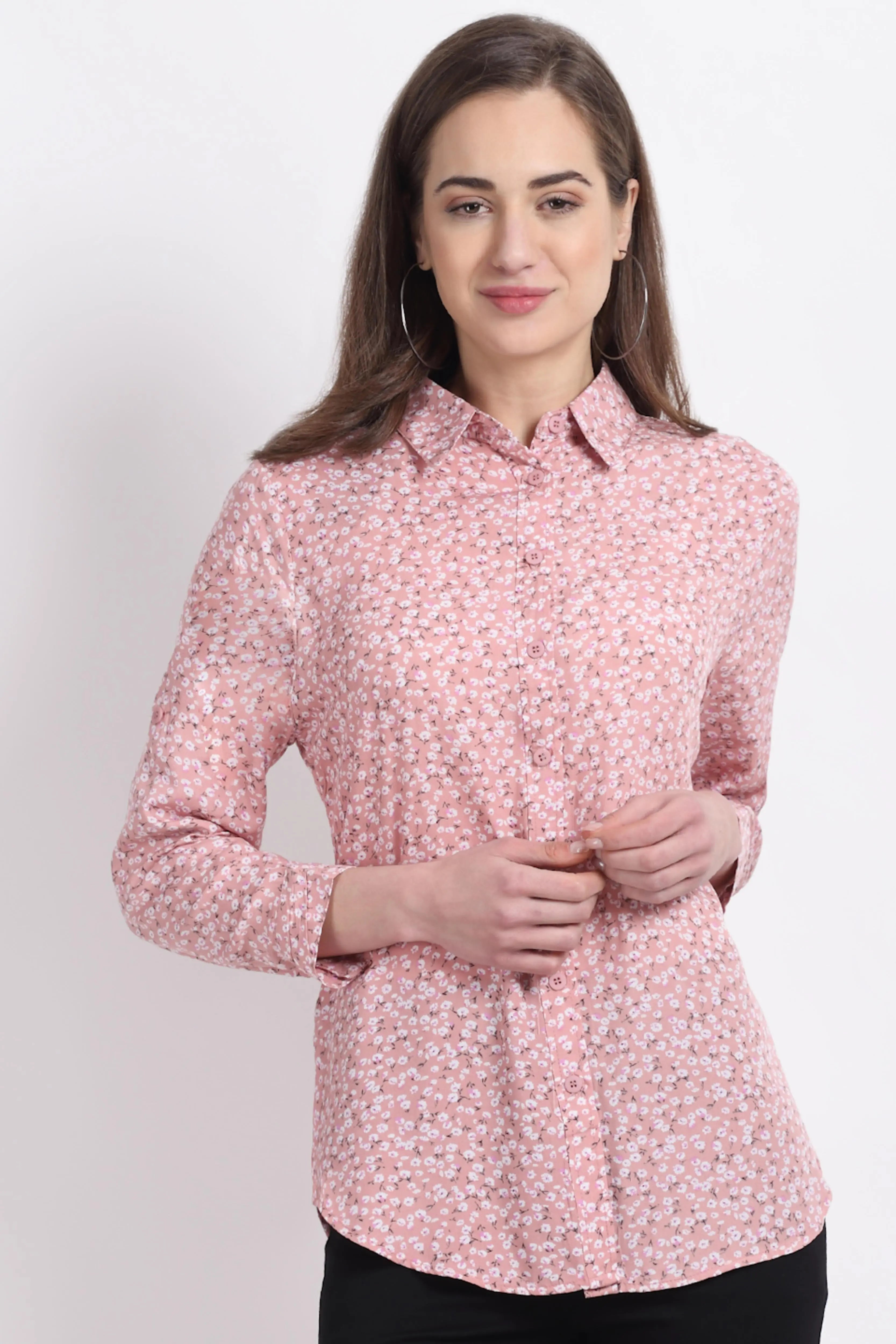 Women Collared Viscose Mini Floral Printed Shirt - Global Republic