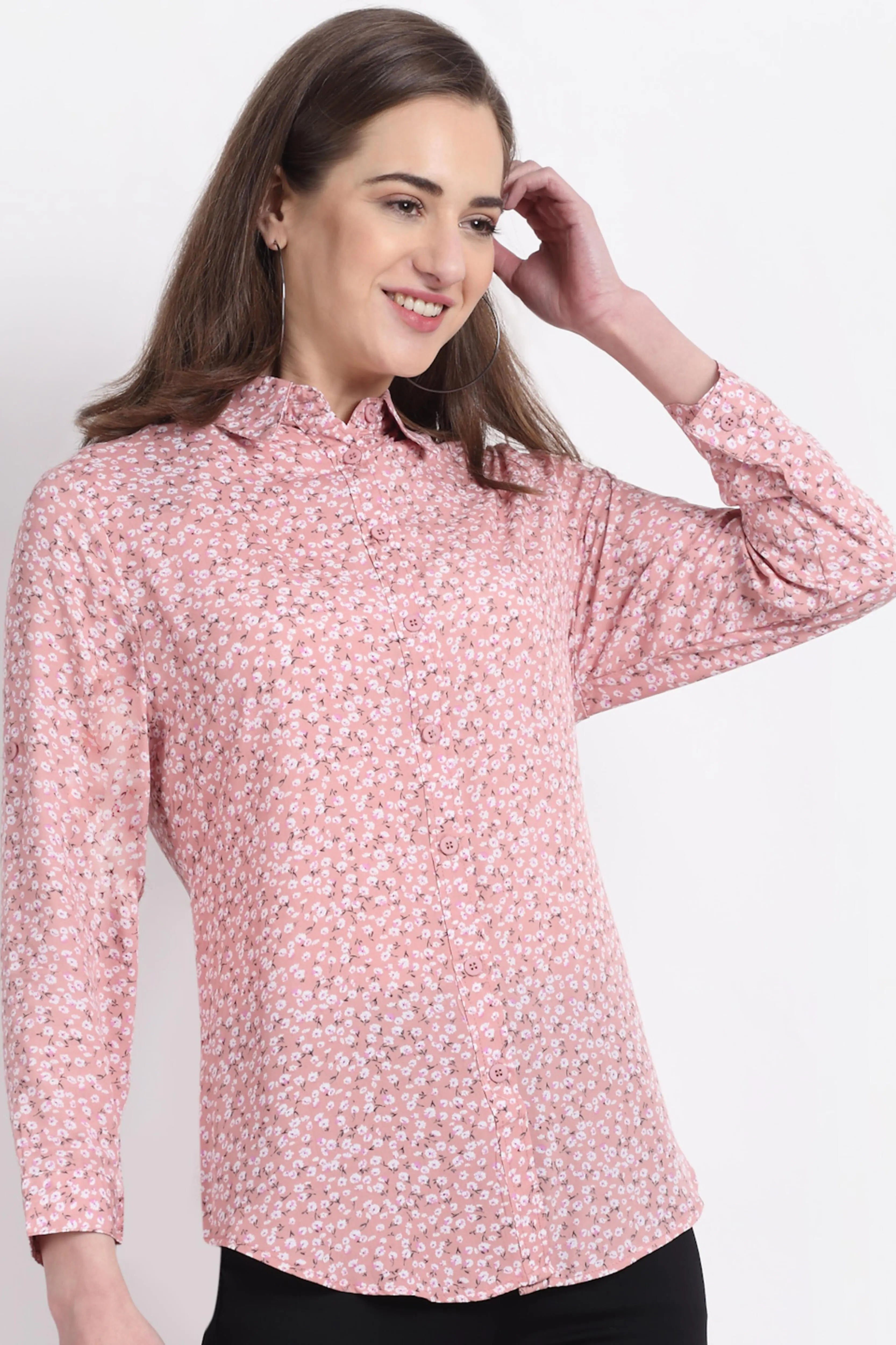 Women Collared Viscose Mini Floral Printed Shirt - Global Republic