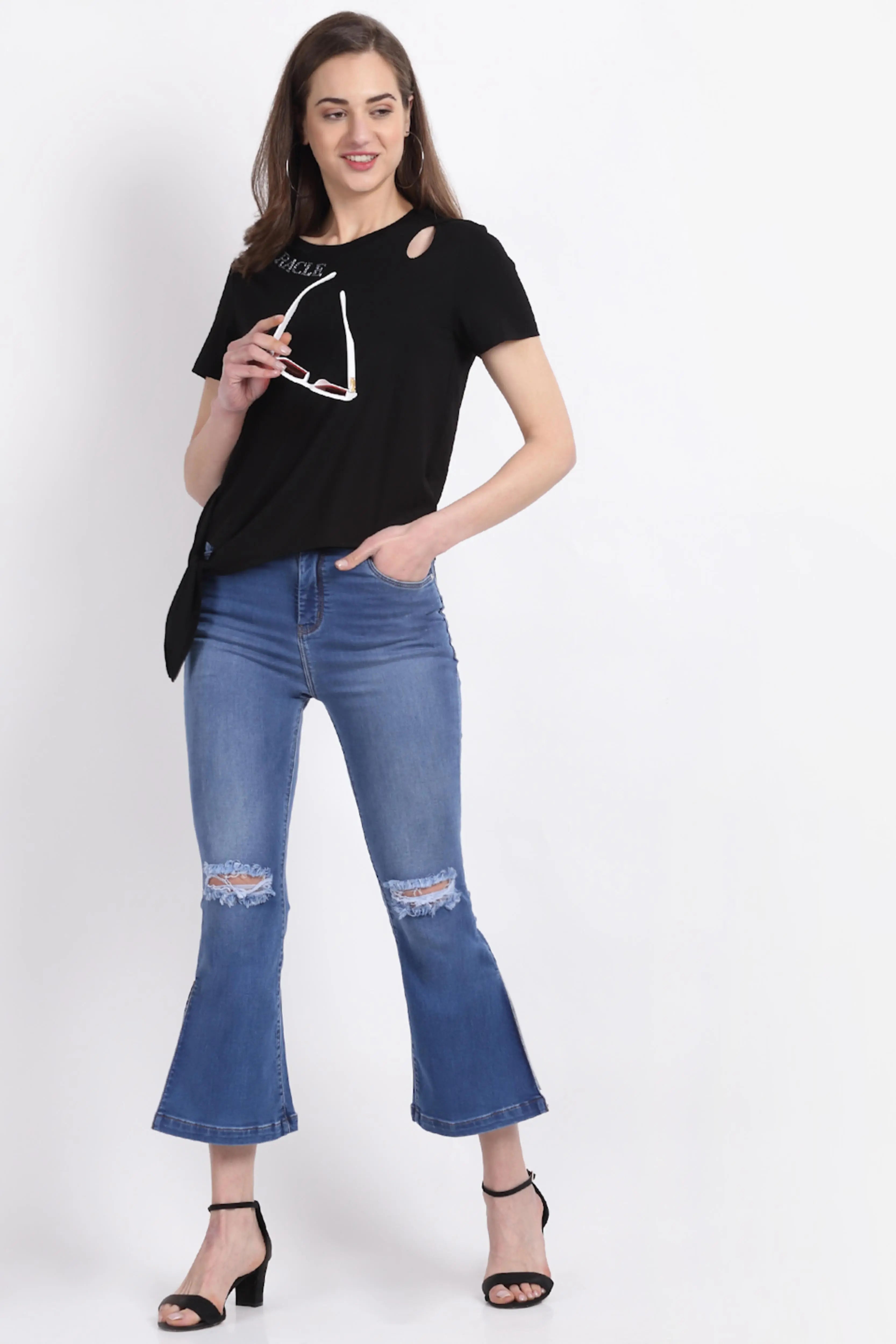 Black Hoisery Scraf Top - Global Republic