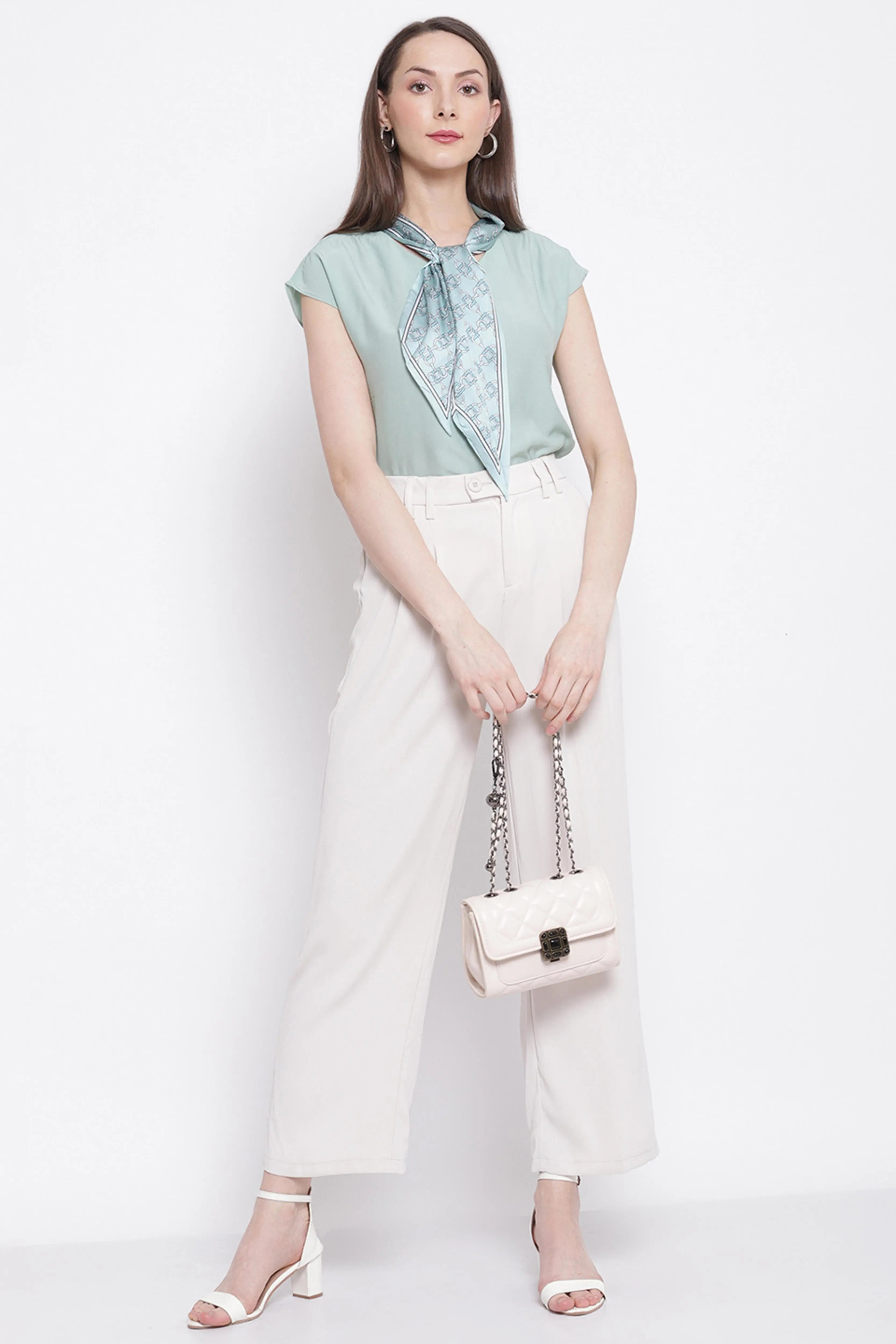 Women Relaxed-Fit Solid Beige Trouser Pants