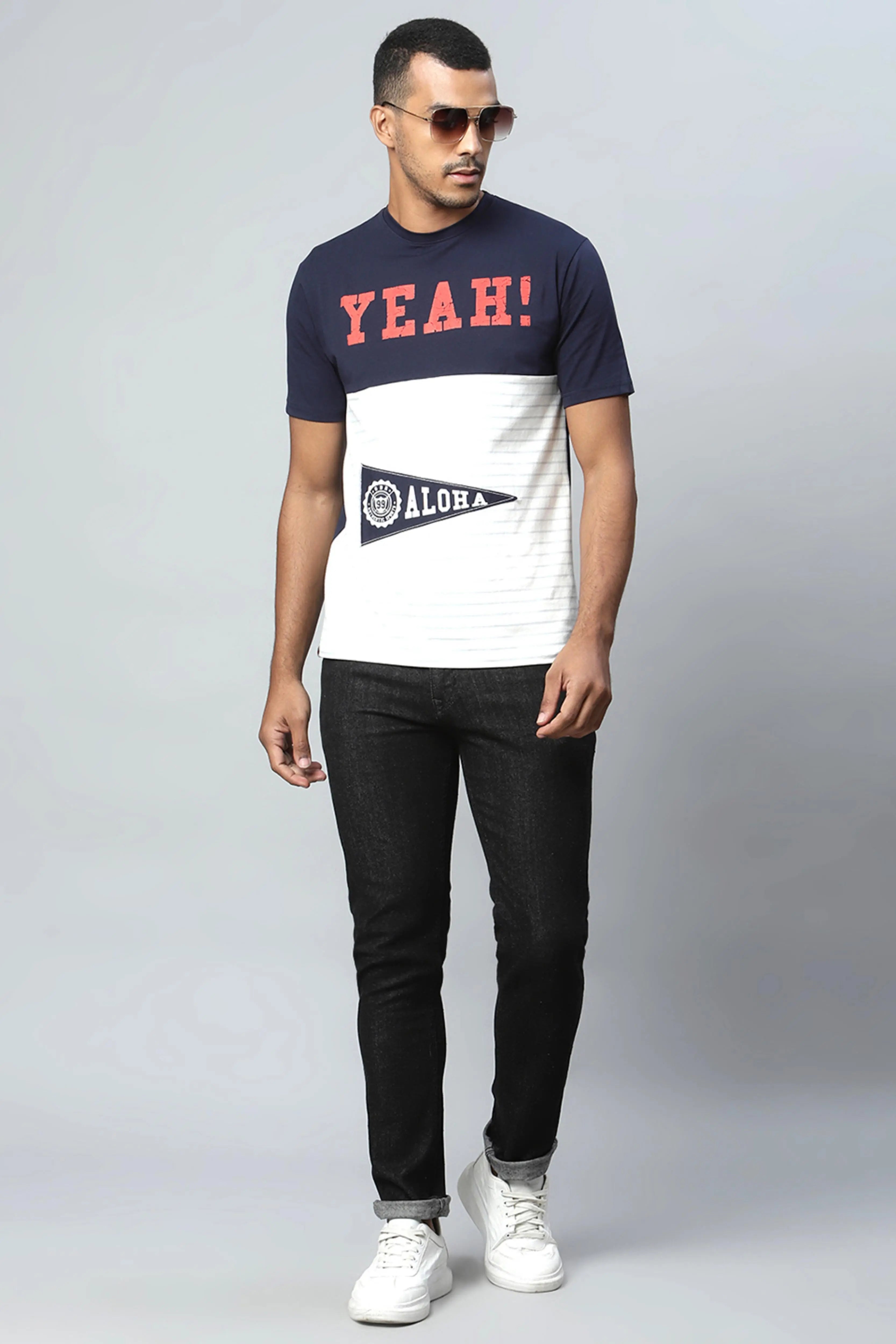 Navy Blue Alpha Printed Night Suit