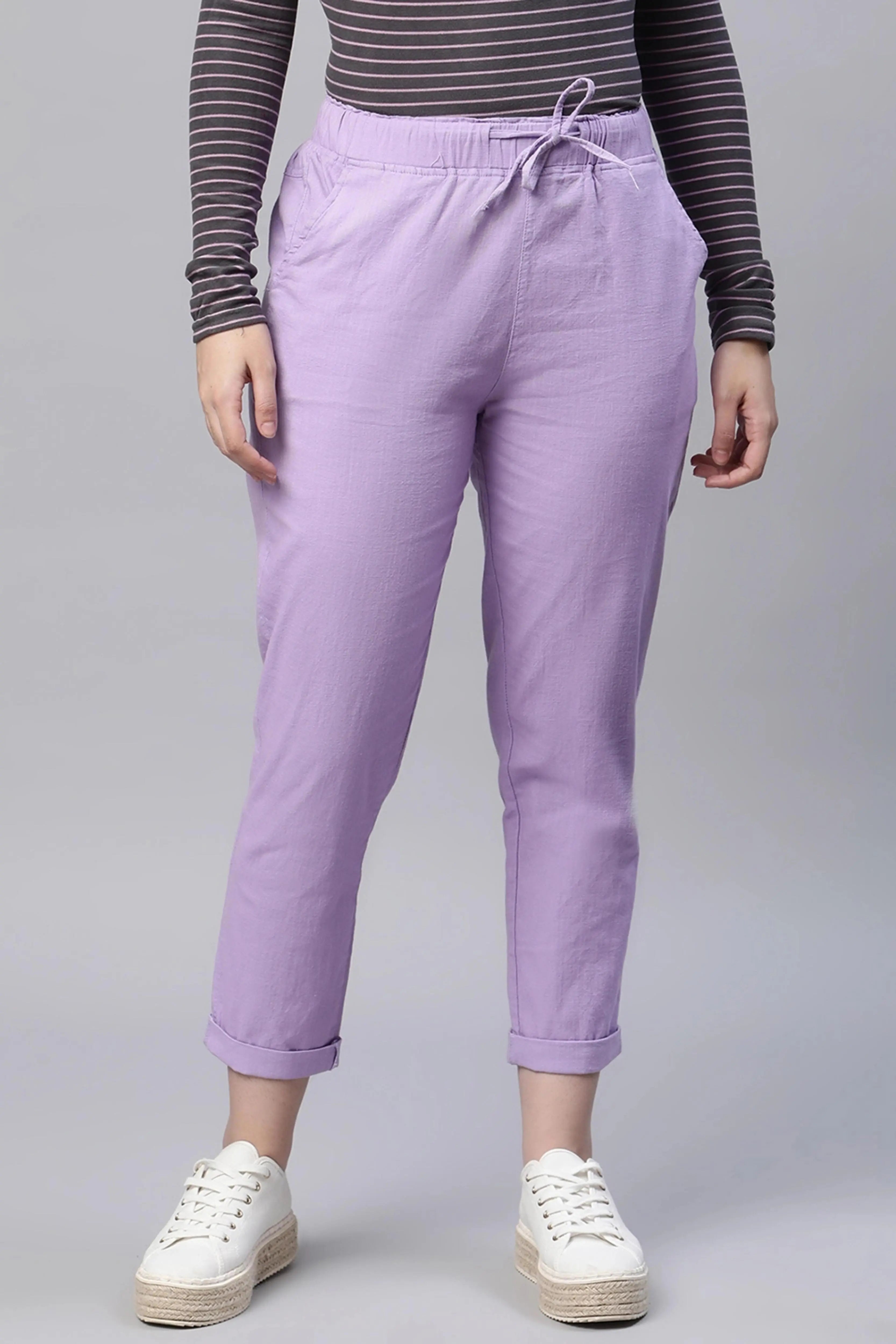 Lilac Cotton Ankle Length Lower - Global Republic