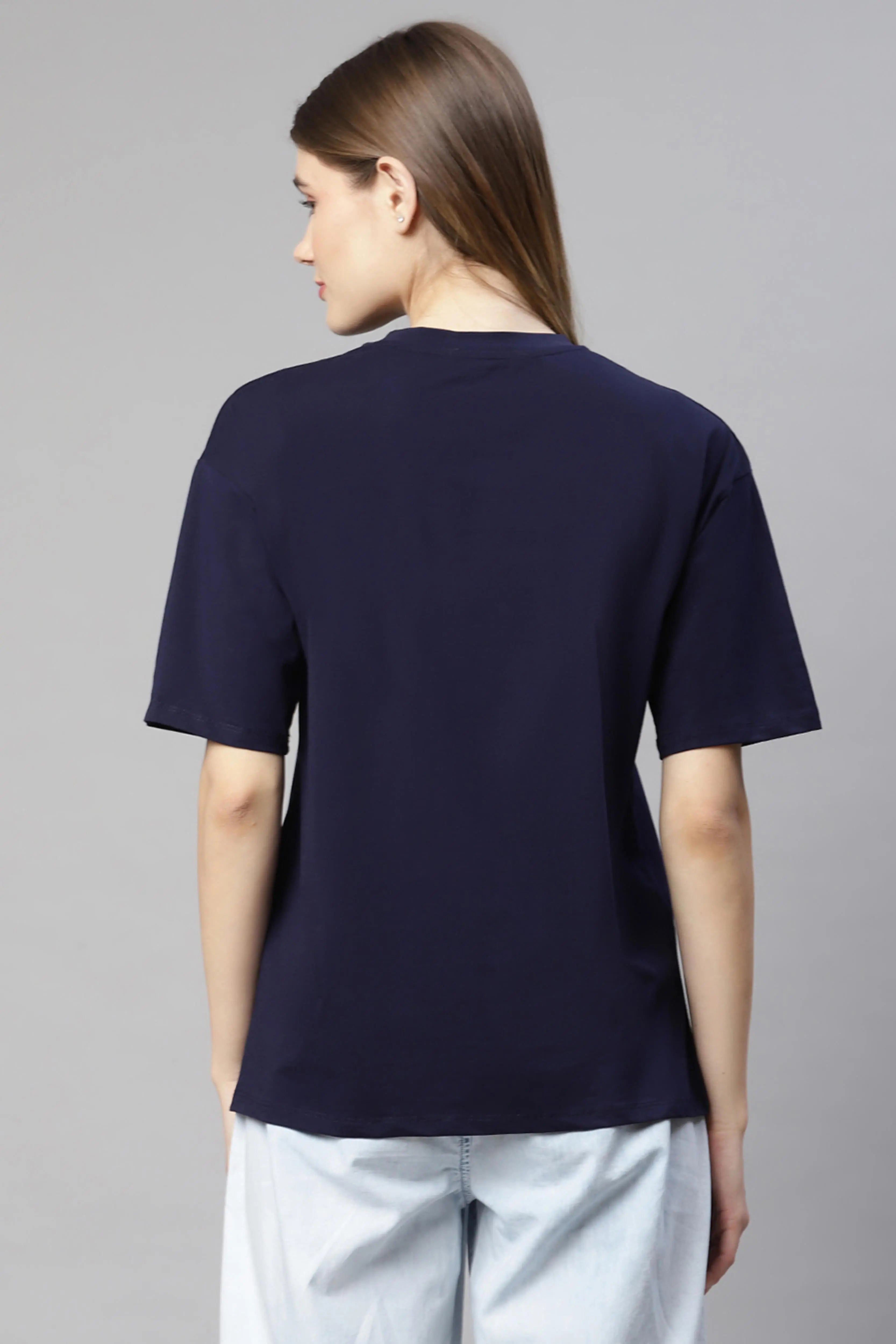 Women blue animation printed tee t-shirt