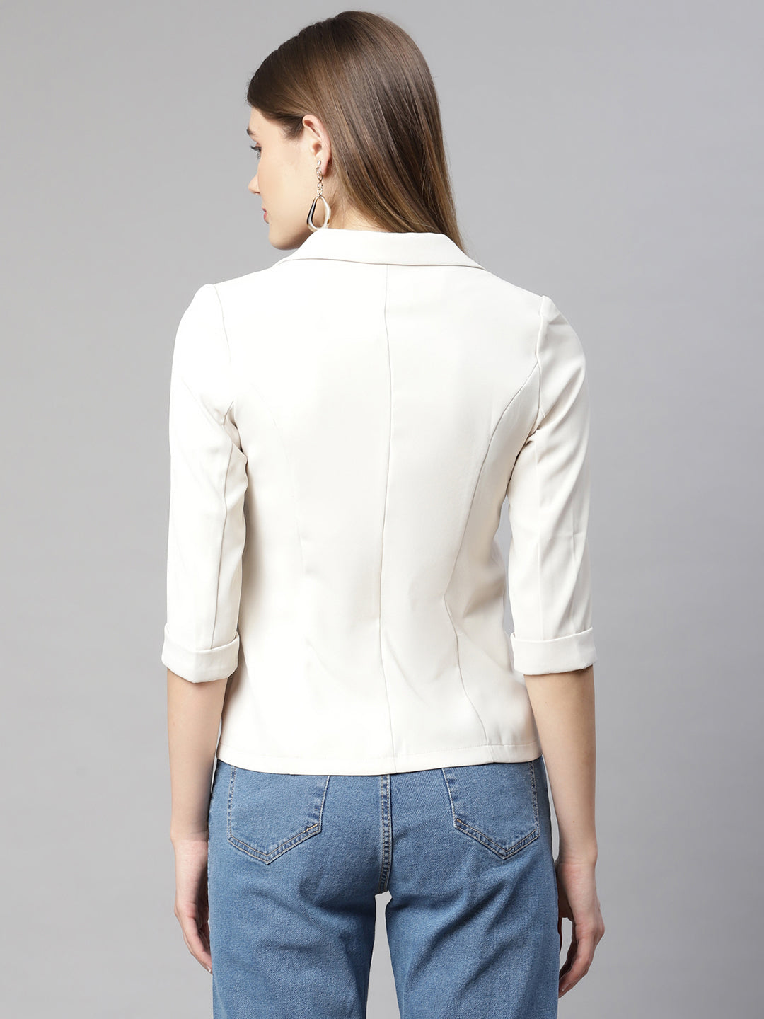 Beige Regular Fit Formal Blazer