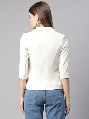 Beige Regular Fit Formal Blazer