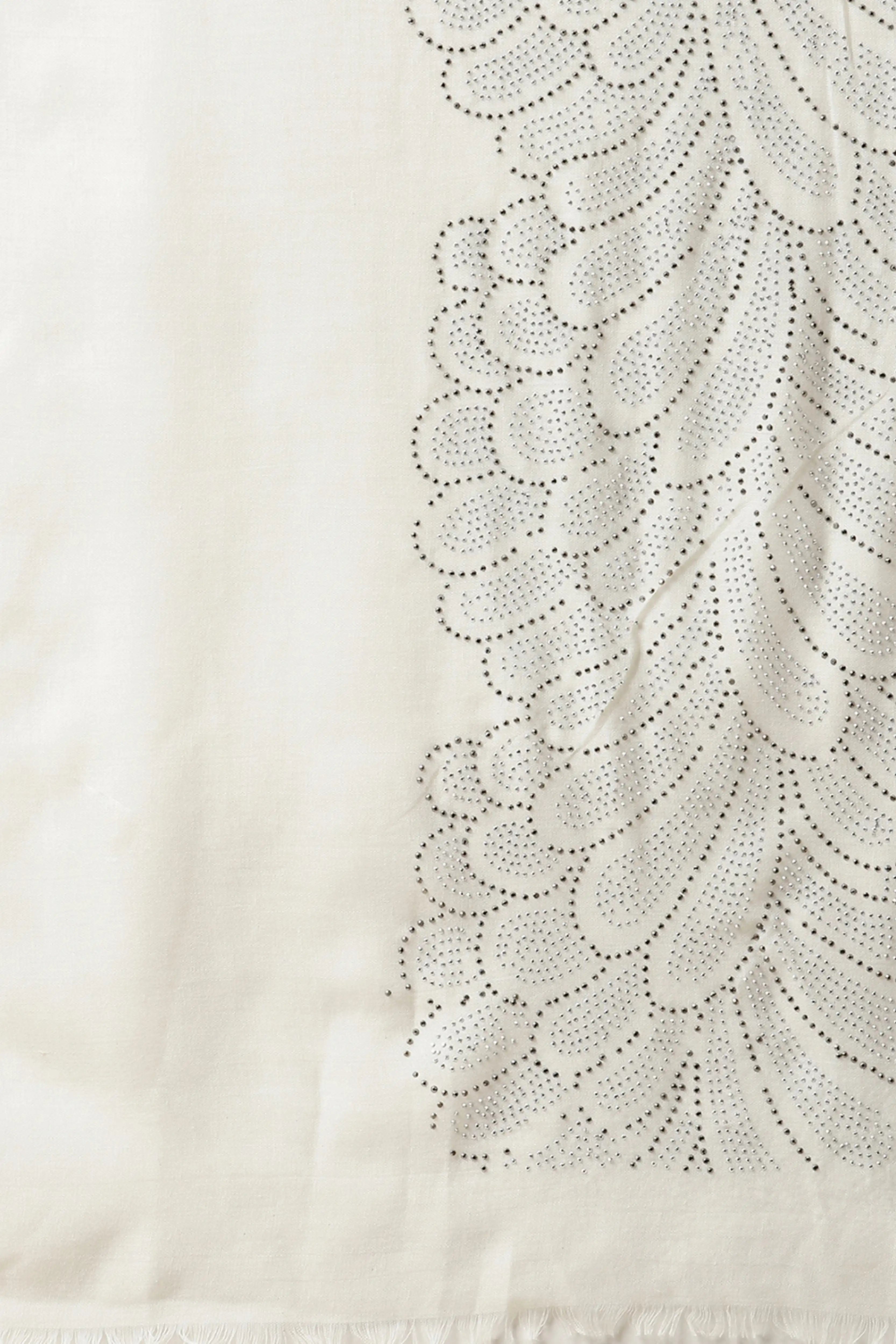 Women White Aplic Work Stole