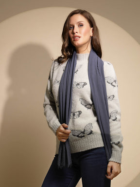 Blue Solid Stole For Girl's & Women