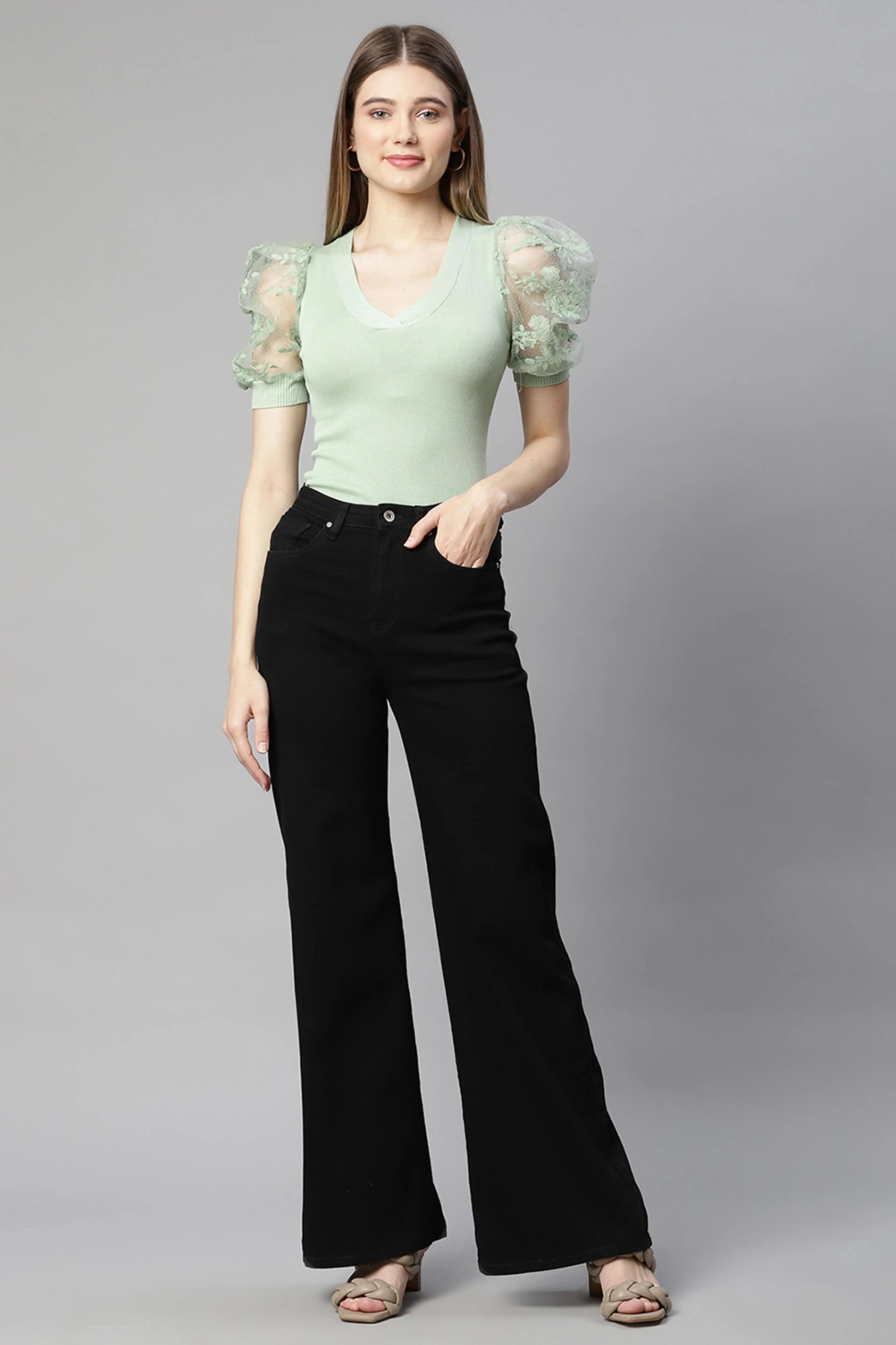 Women Pastel Green Knit Top - Global Republic