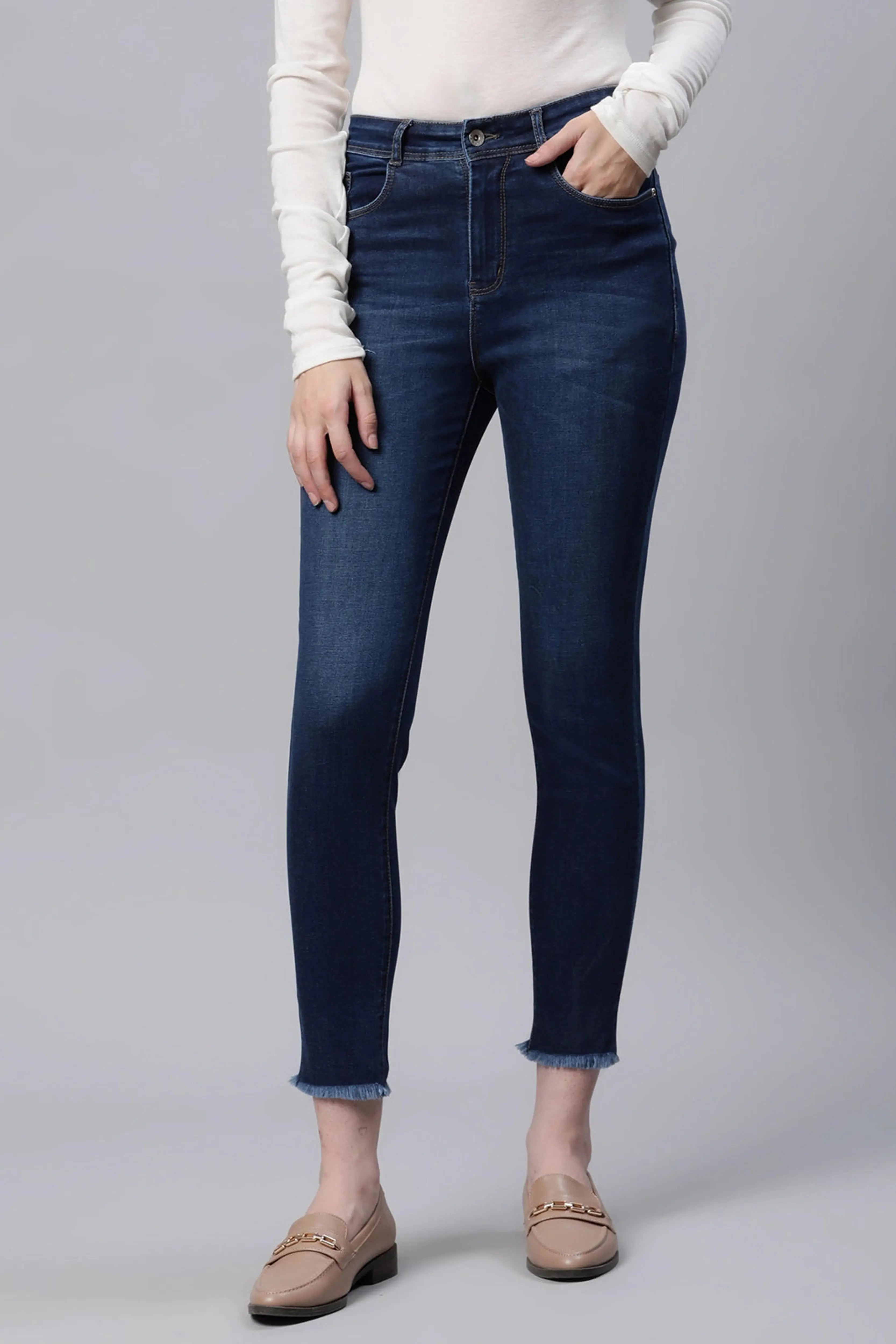 Blue High Waist Slim Fit Jeans - Global Republic