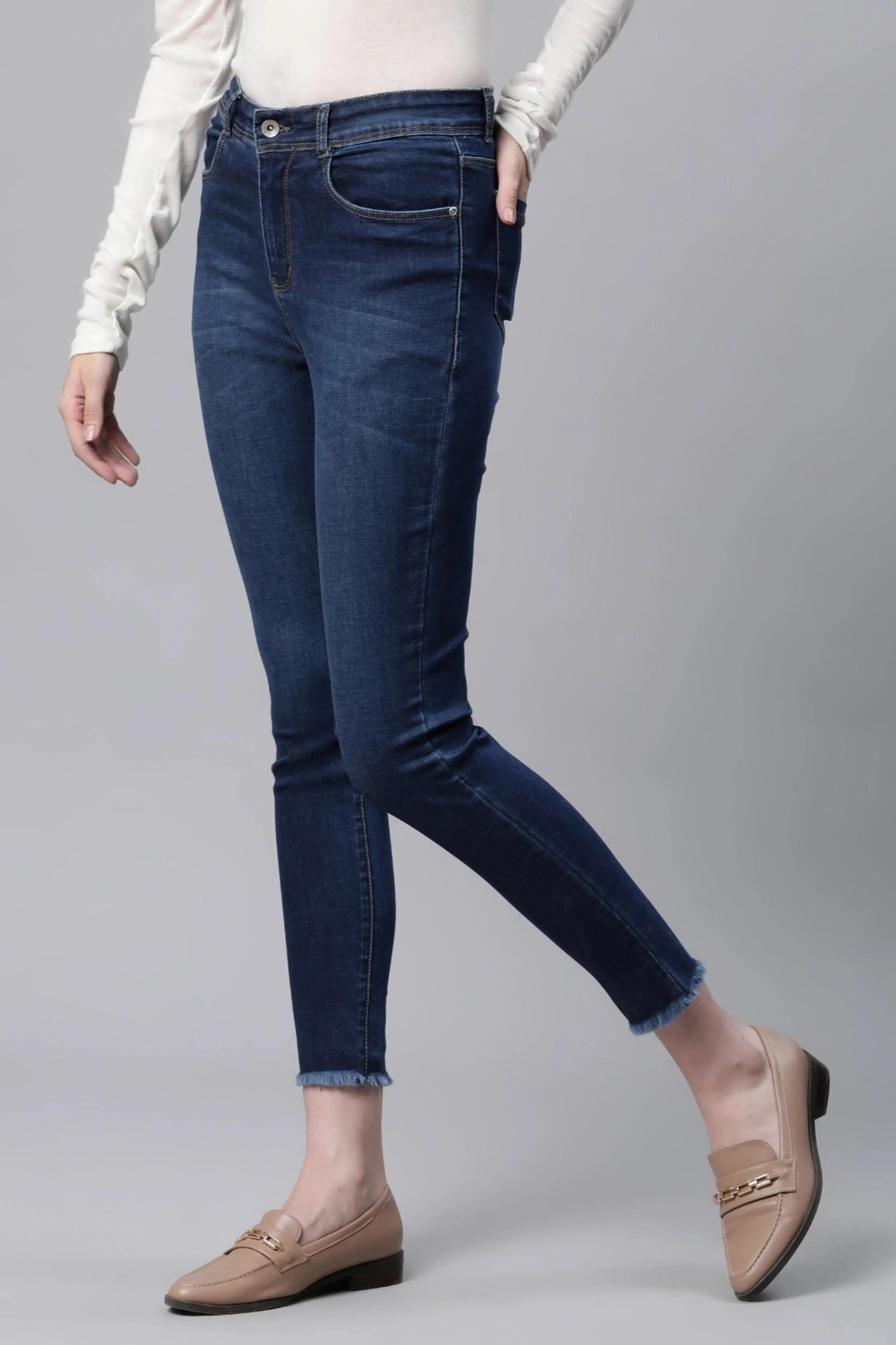 Blue High Waist Slim Fit Jeans - Global Republic