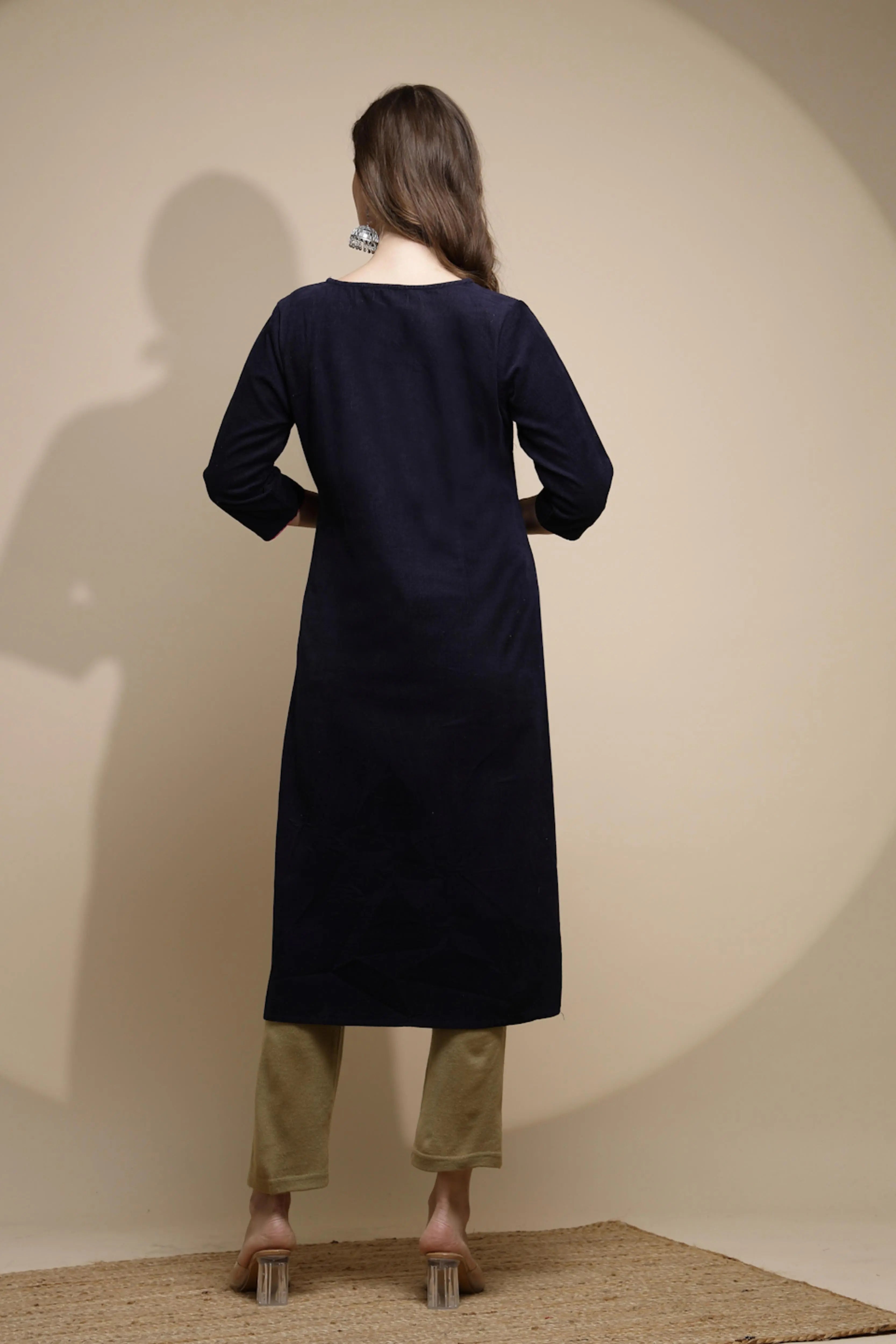 Blue Embellished  Kurta - Global Republic