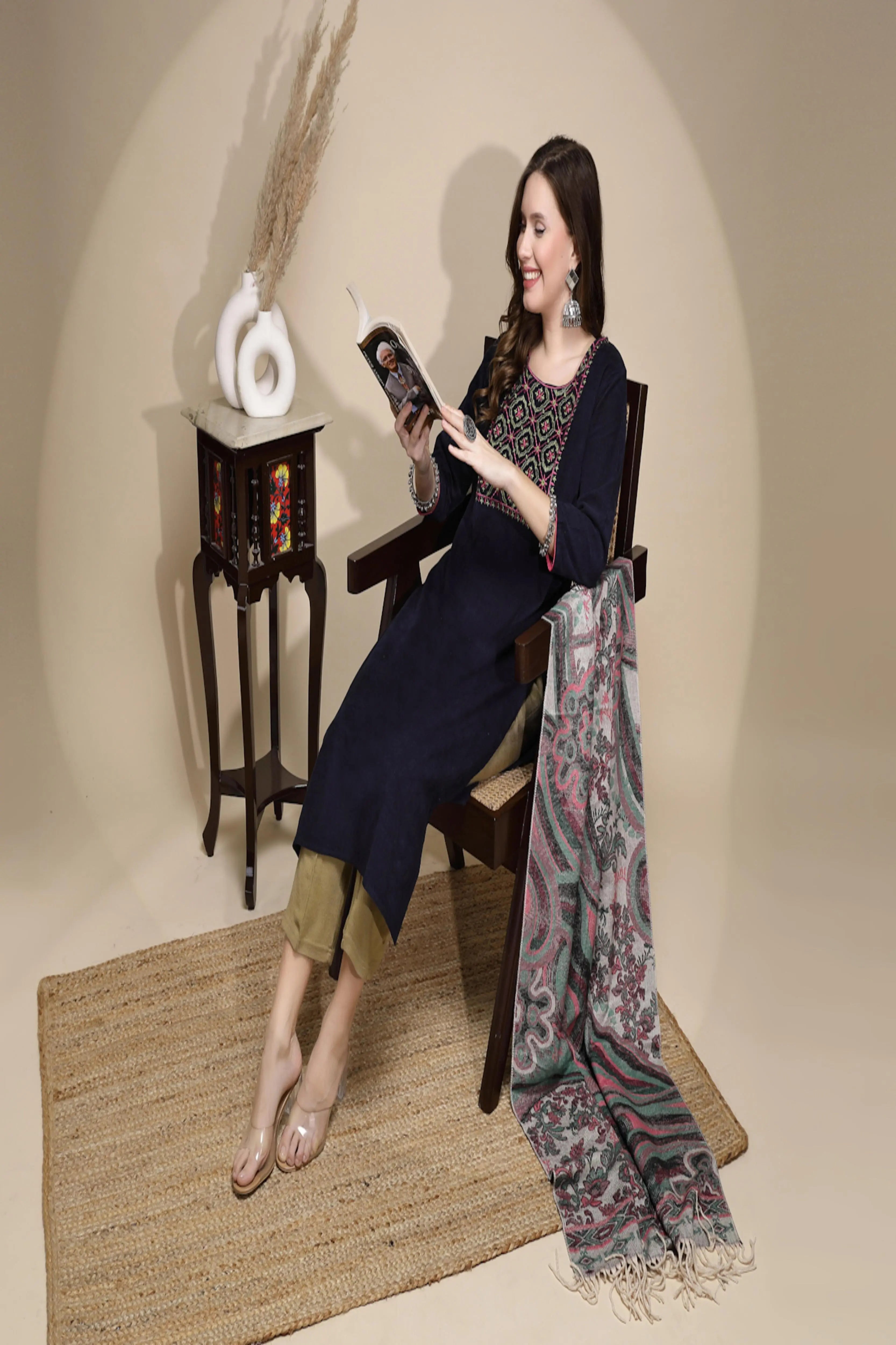 Blue Embellished Kurta